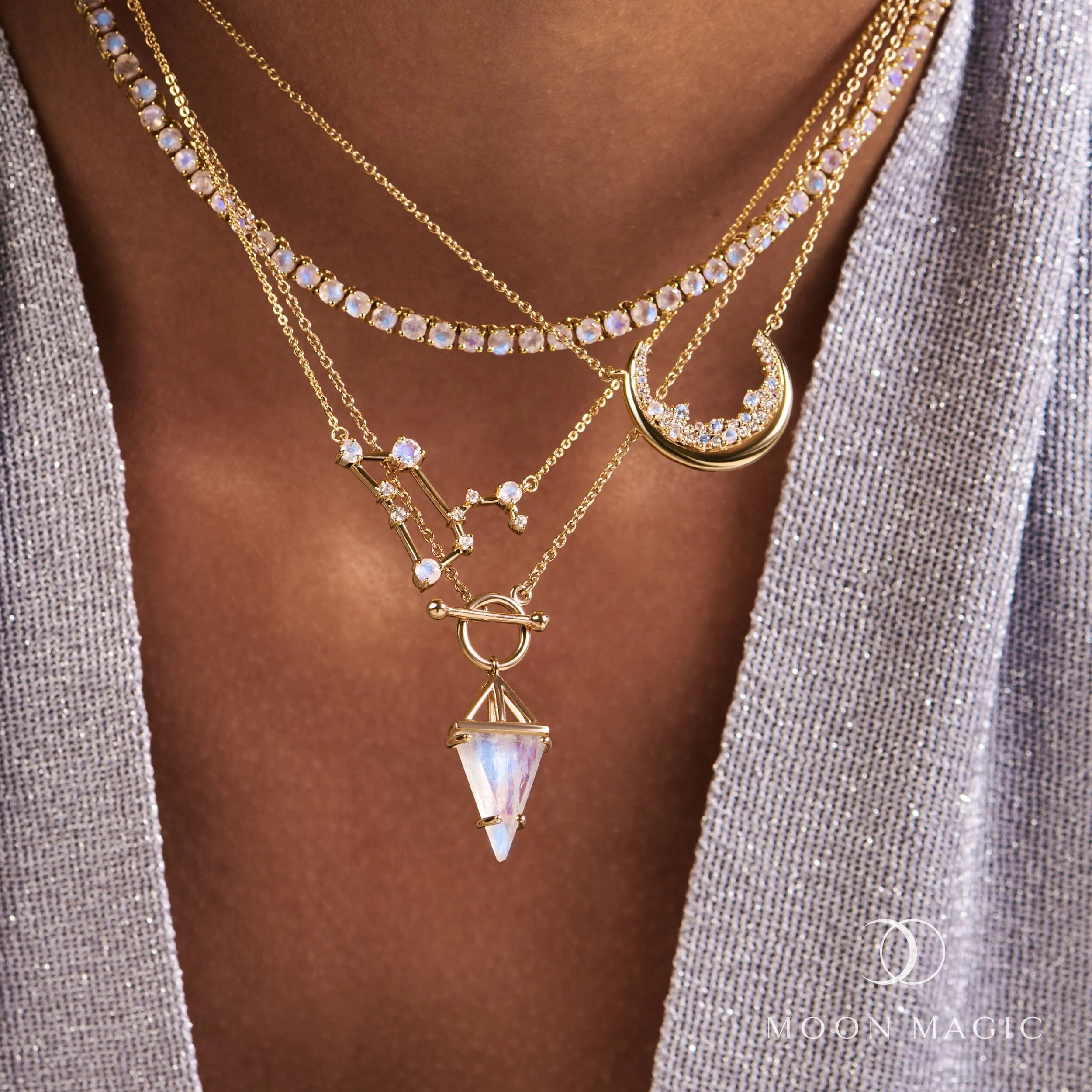 Moonstone Diamond Necklace - Leo Zodiac Constellation - Image 20