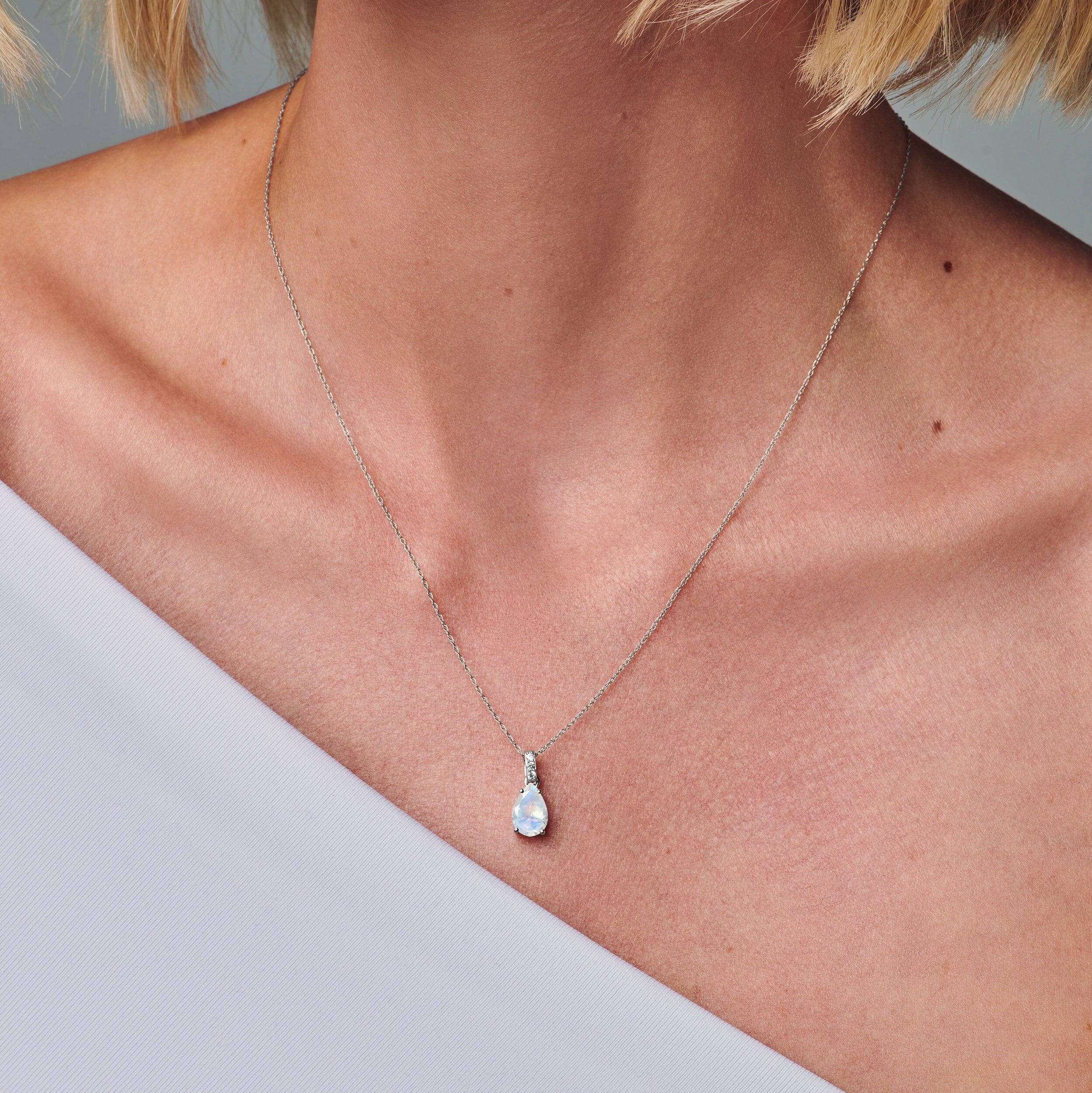 Moonstone Diamond Necklace Sway - June Birthstone - Image 2