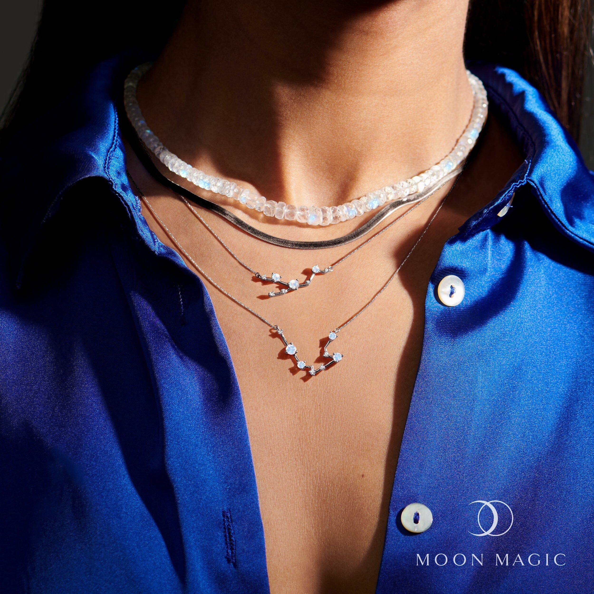 Moonstone Diamond Necklace - Taurus Zodiac Constellation - Image 9