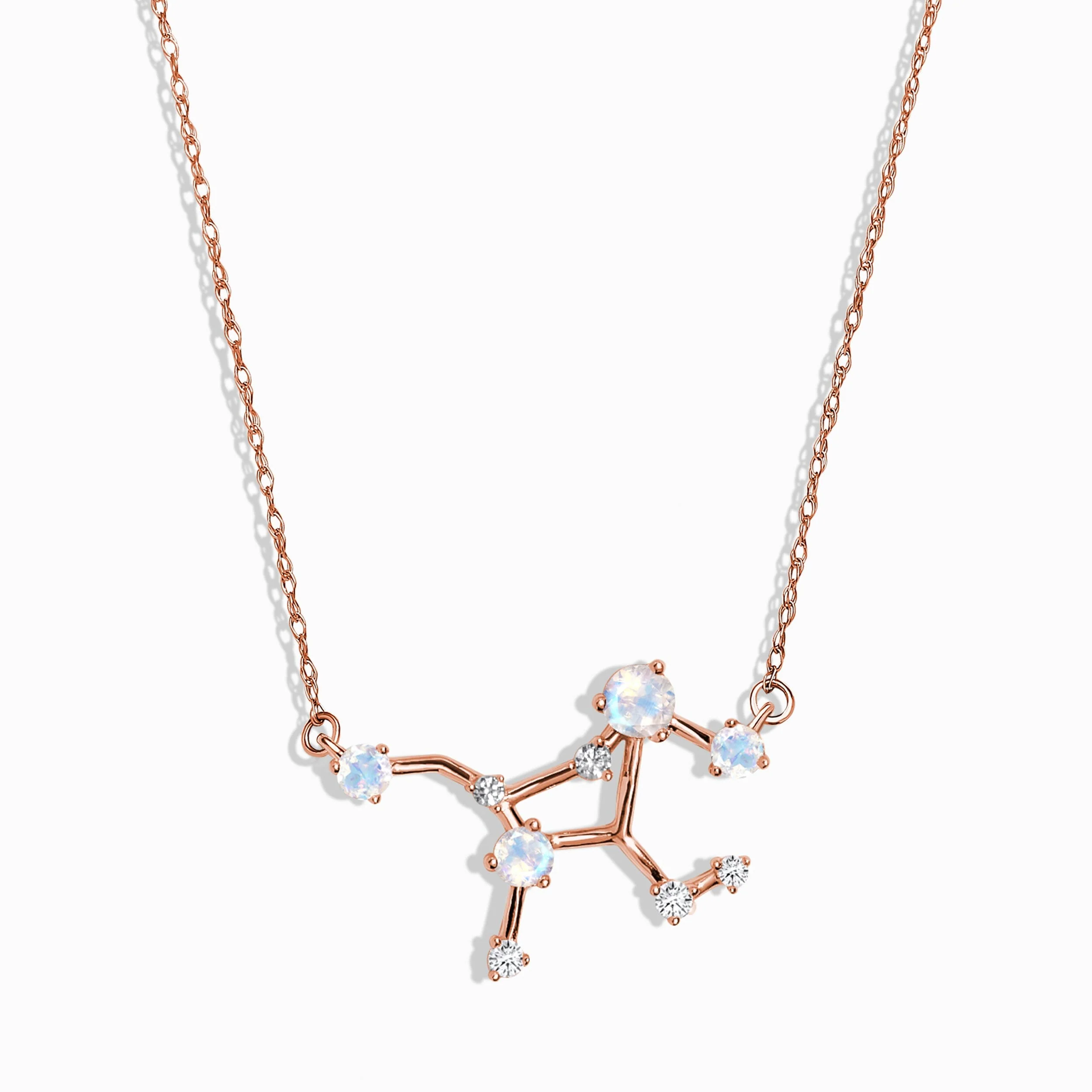 Moonstone Diamond Necklace - Virgo Zodiac Constellation - Image 3