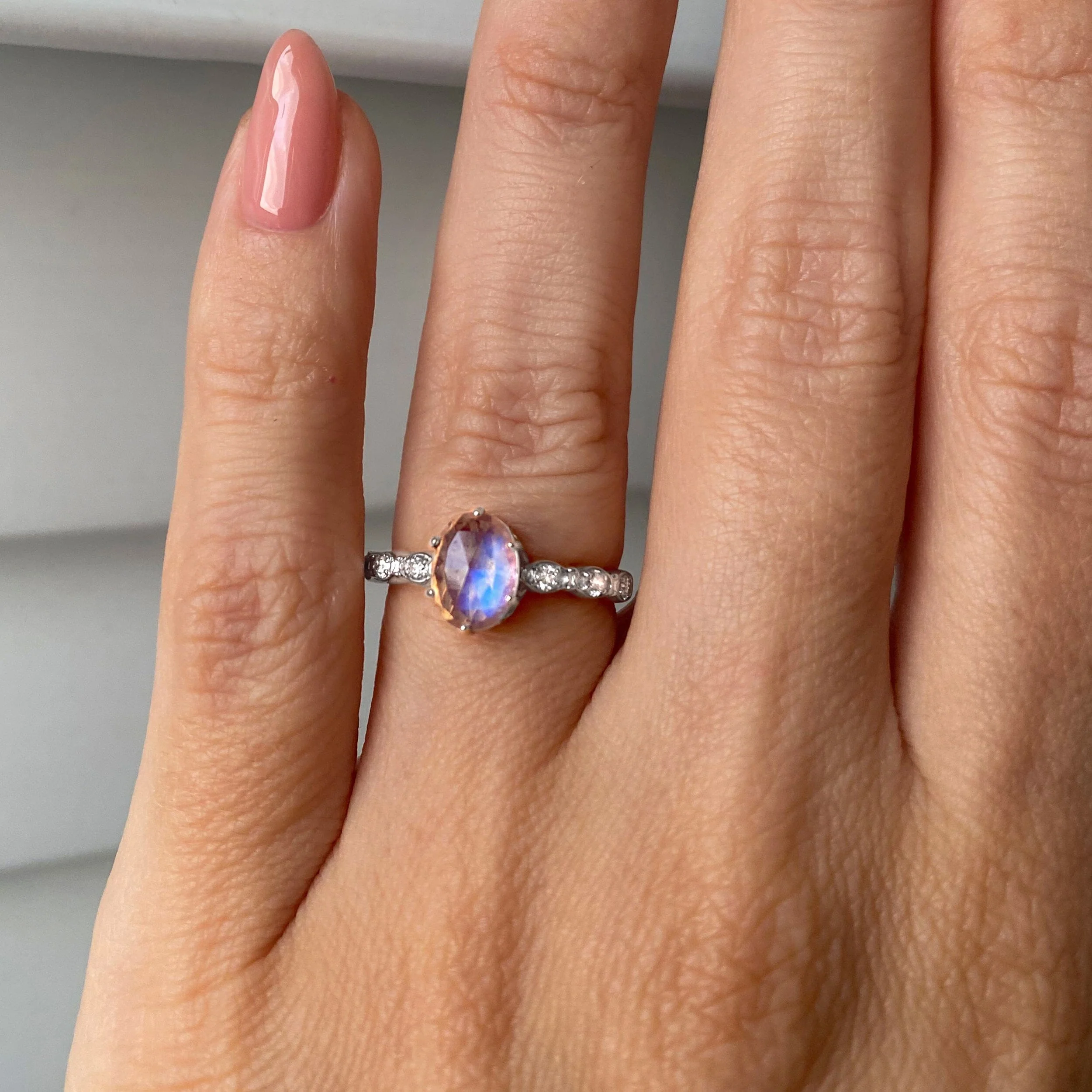 Moonstone Lab Diamond Ring - Mirth - Image 4