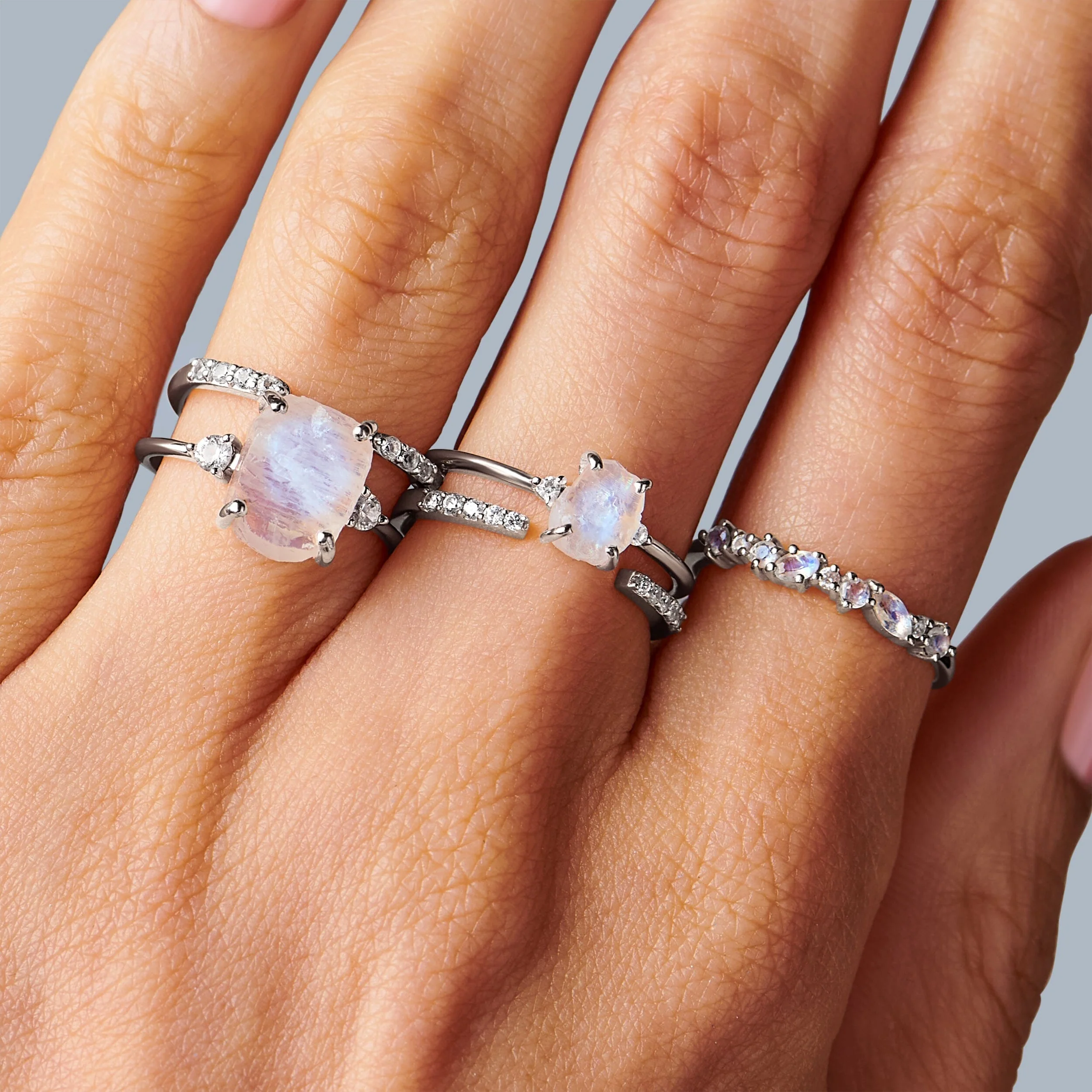 Moonstone Diamond Ring - Petite Raw Allure - Image 13