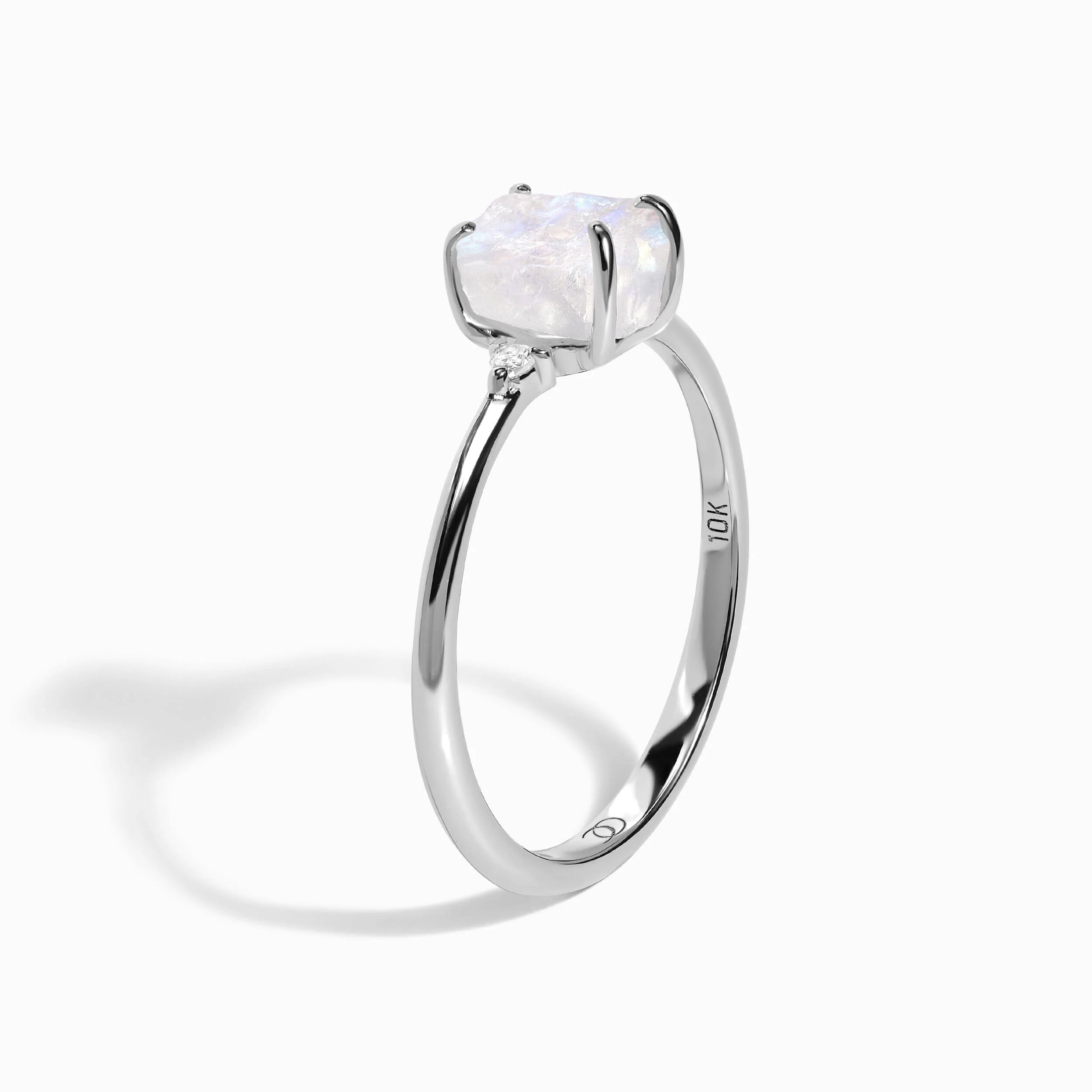 Moonstone Diamond Ring - Petite Raw Allure - Image 14