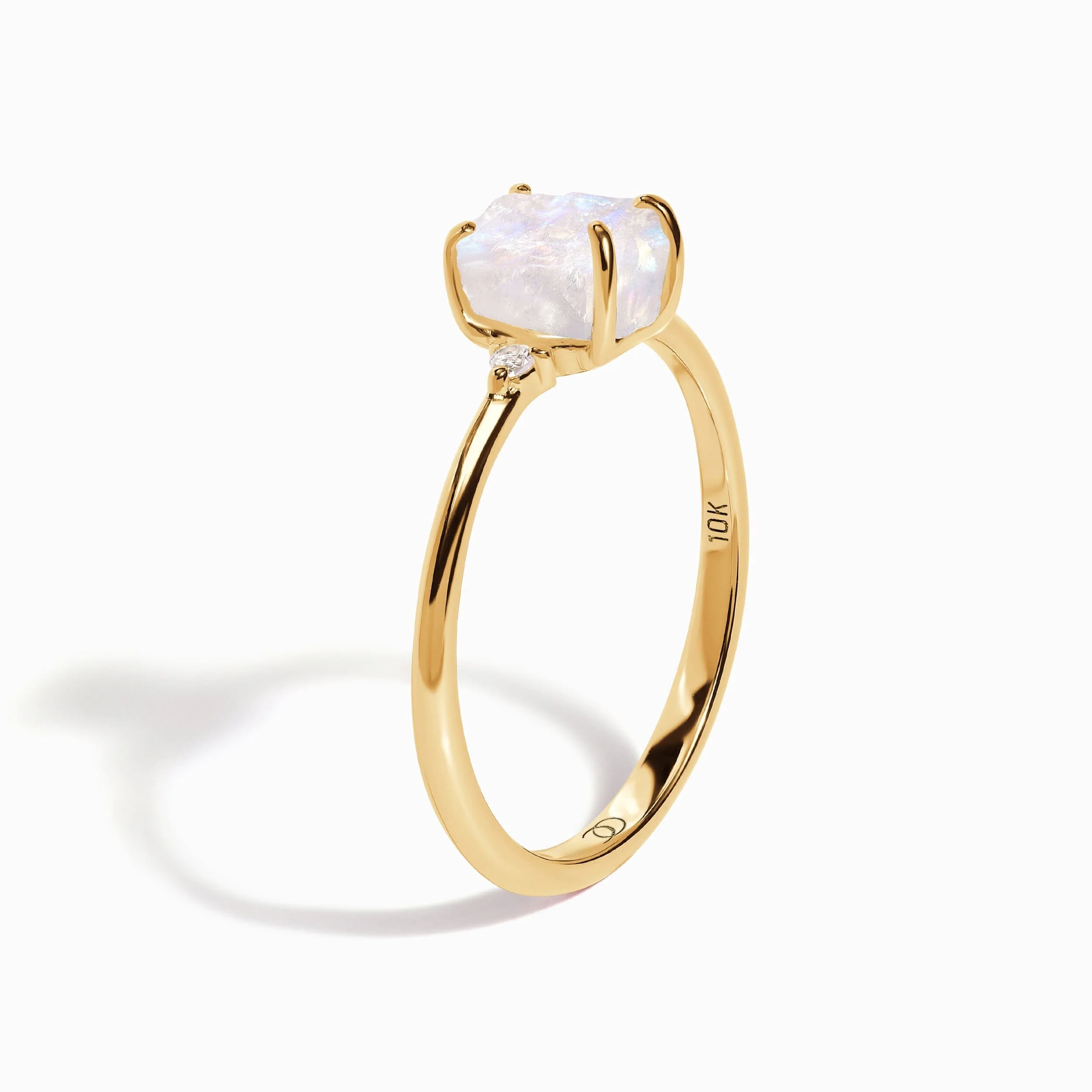 Moonstone Diamond Ring - Petite Raw Allure - Image 17