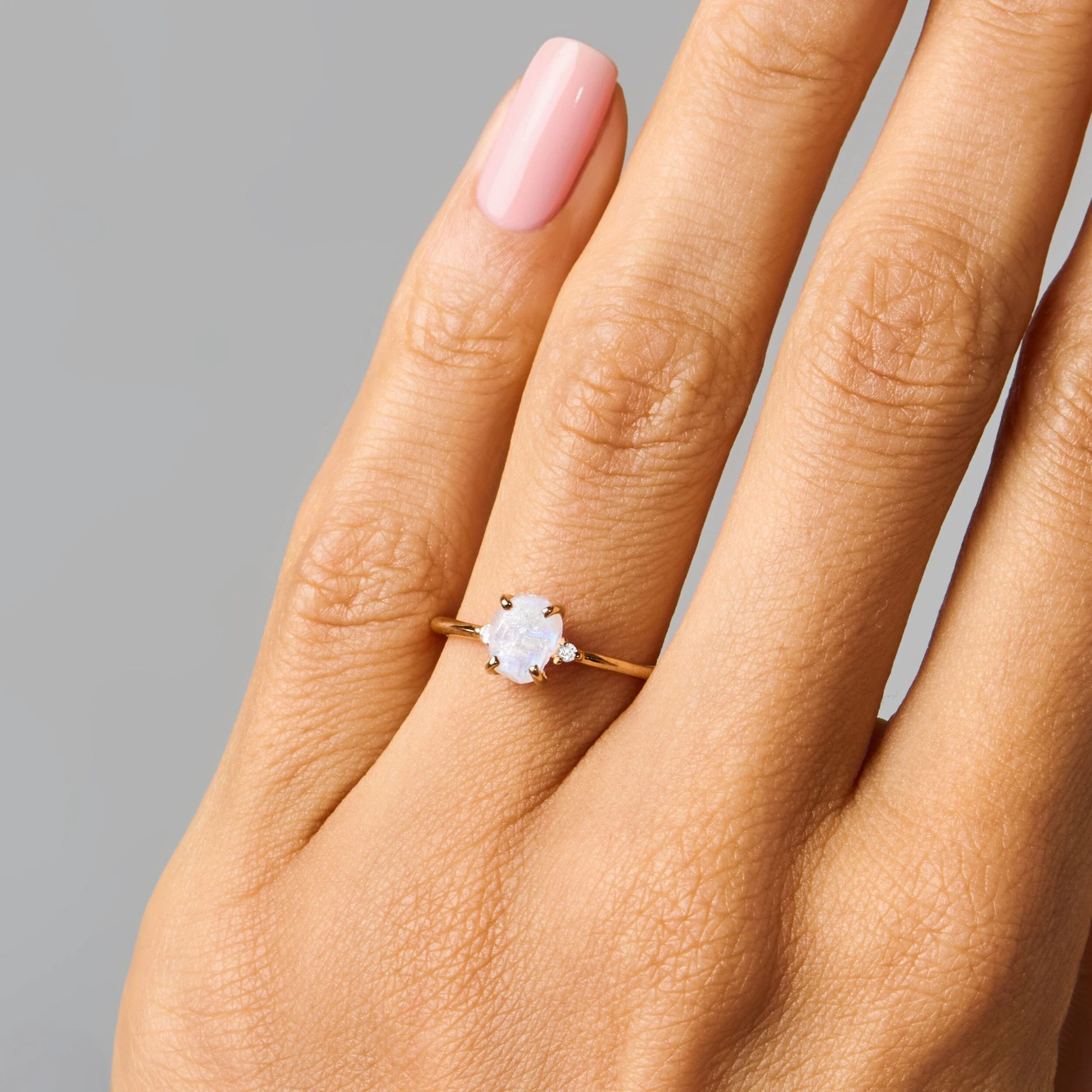 Moonstone Diamond Ring - Petite Raw Allure - Image 7
