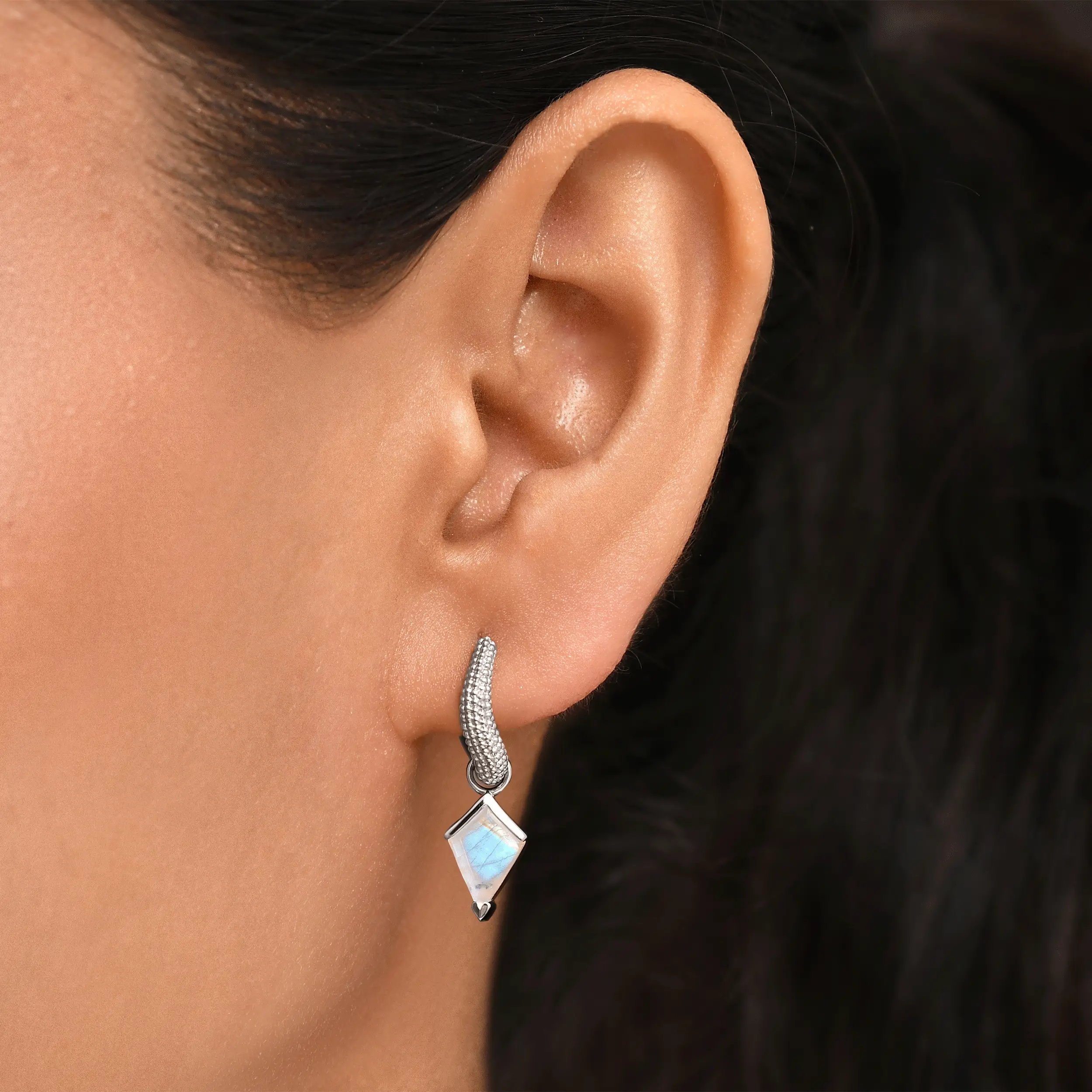 Moonstone Earrings - Heroine Hoops - Image 12