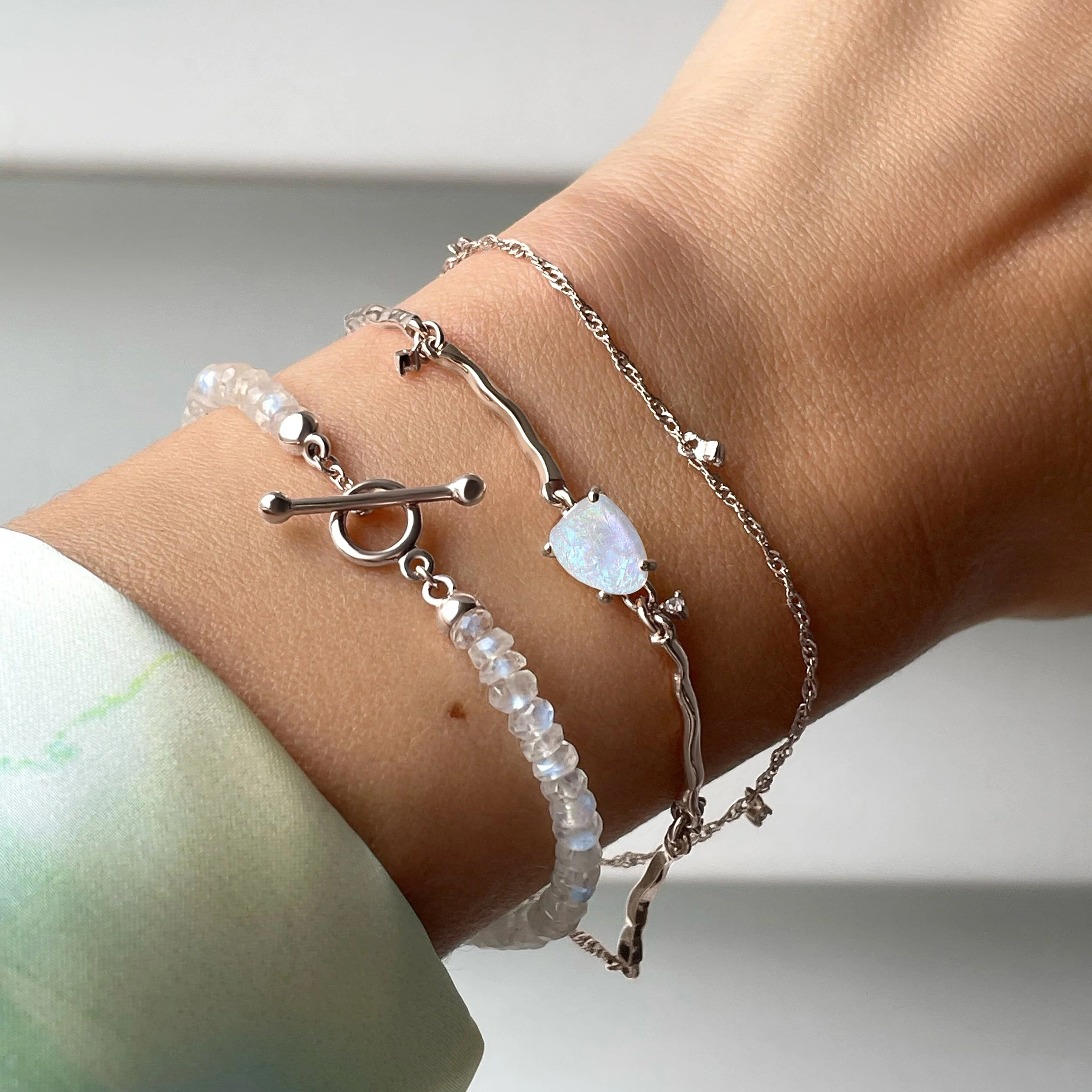 Moonstone Bracelet Stack - Energy Flow - Image 2
