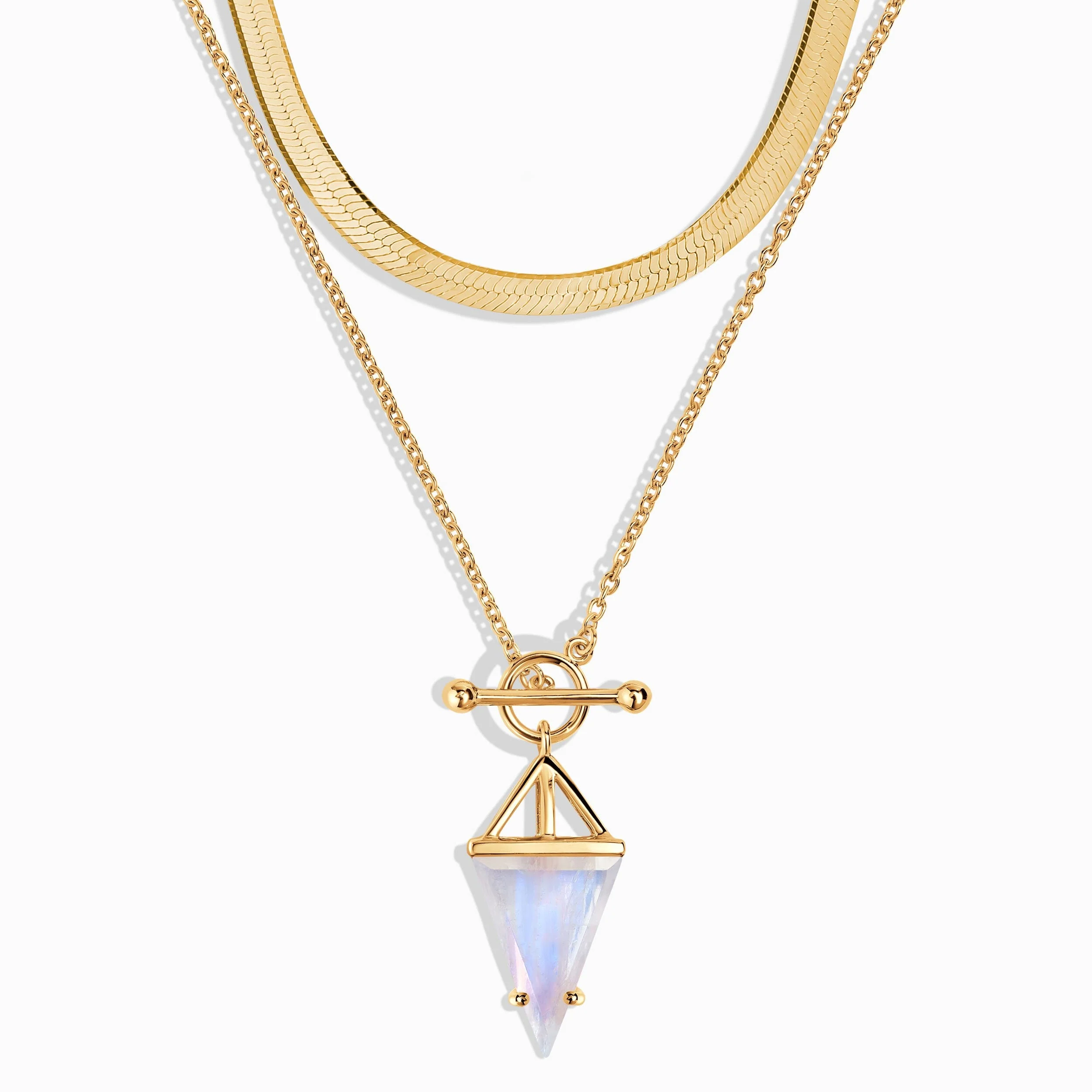 Moonstone Heroine T-Lock Necklace & Herringbone Chain - Image 13