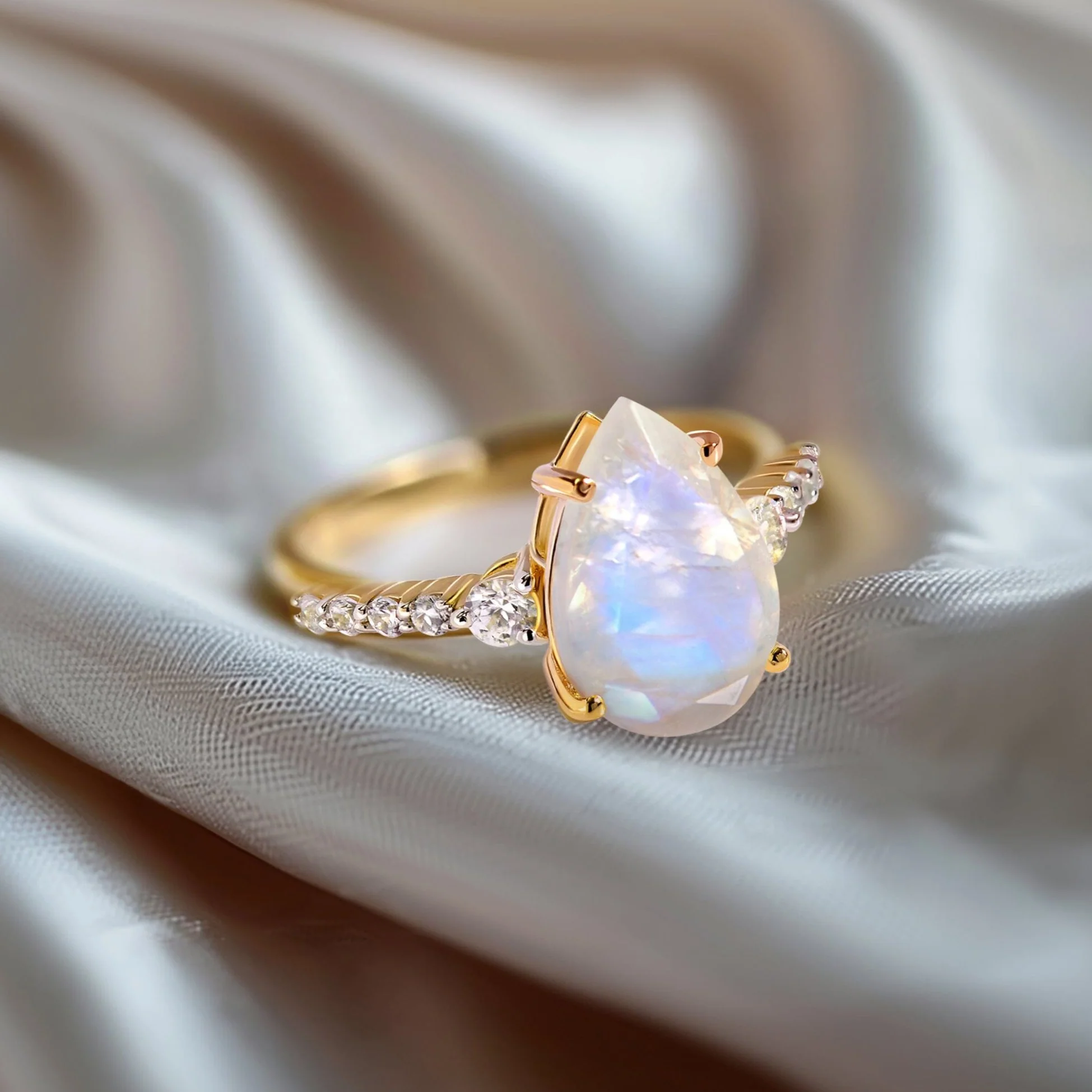 Moonstone Lab Diamond Ring - Queen Of Lustre - Image 23