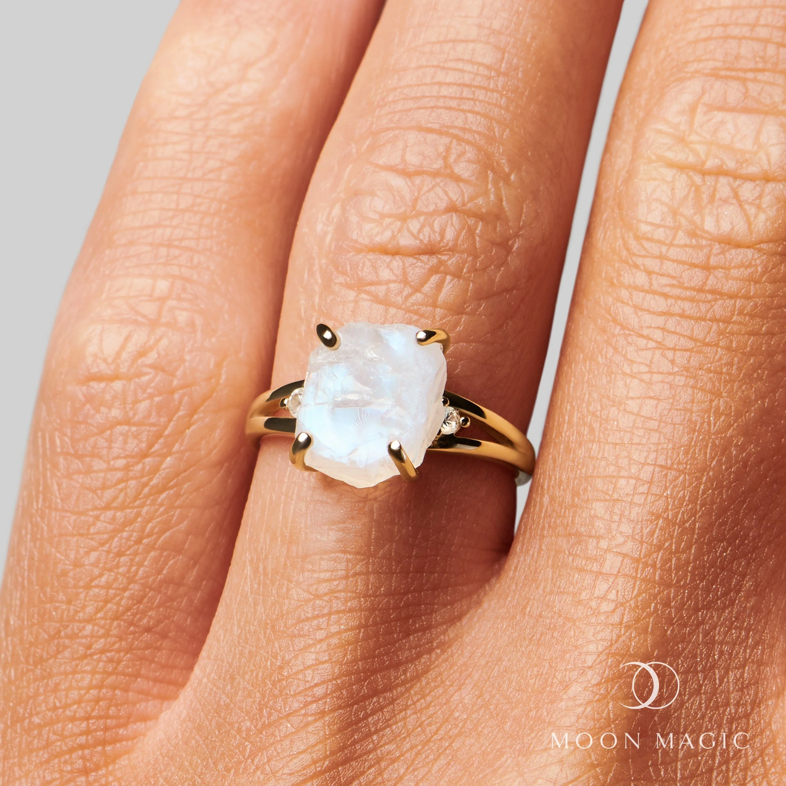 Moonstone Lab Diamond Ring - Raw Beauty - Image 6
