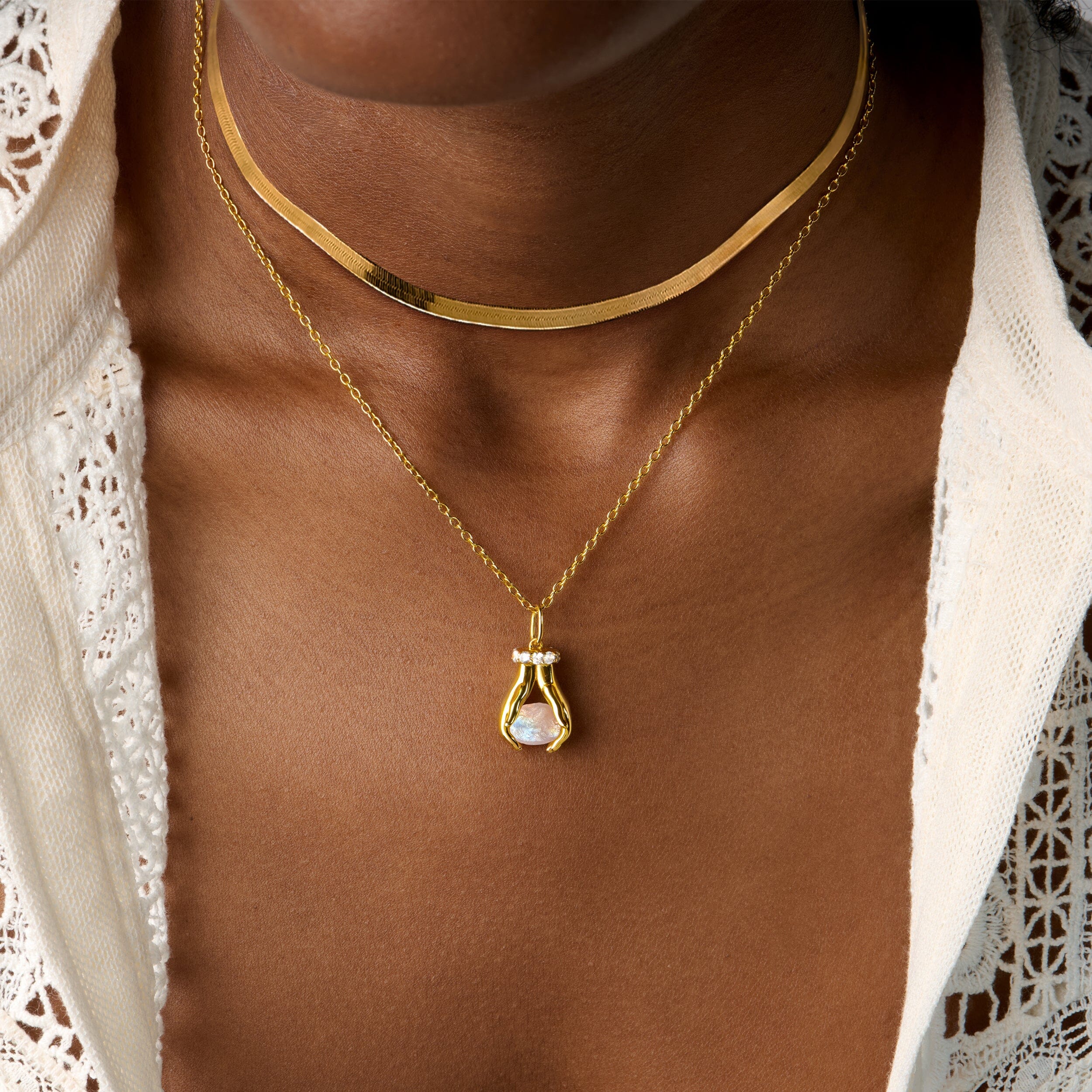 Moonstone Necklace - Hold The Energy & Herringbone Chain - Image 10