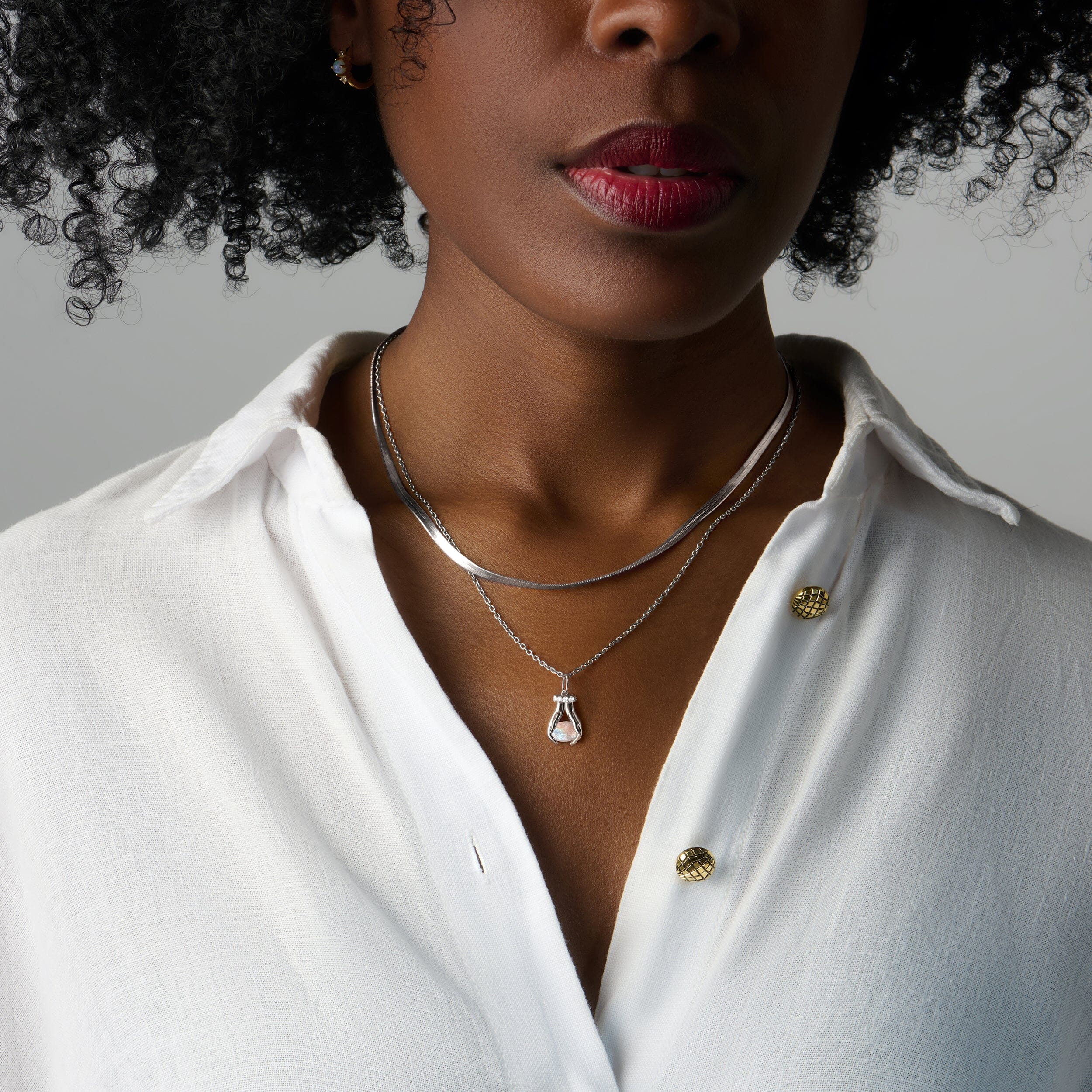 Moonstone Necklace - Hold The Energy & Herringbone Chain - Image 2