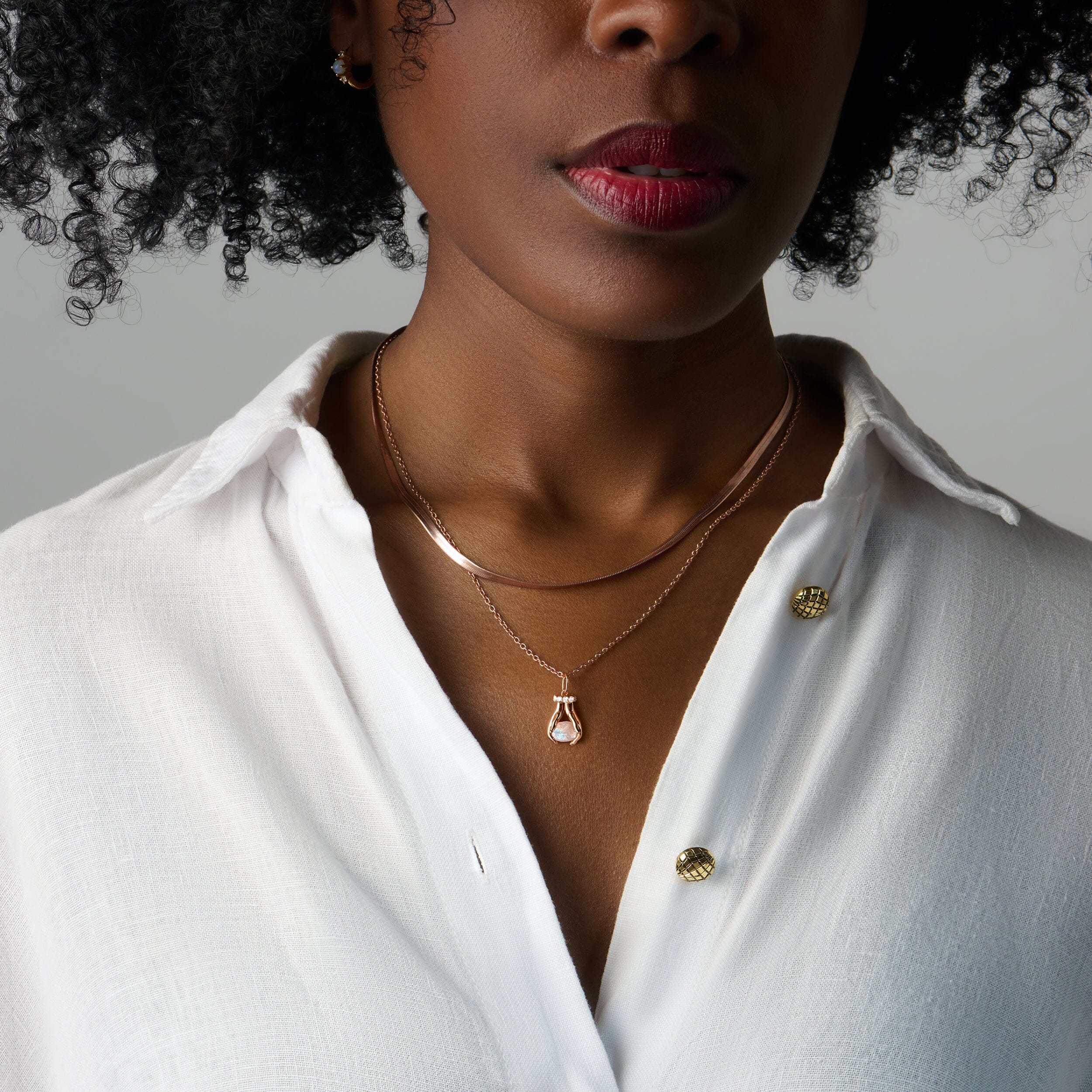 Moonstone Necklace - Hold The Energy & Herringbone Chain - Image 4