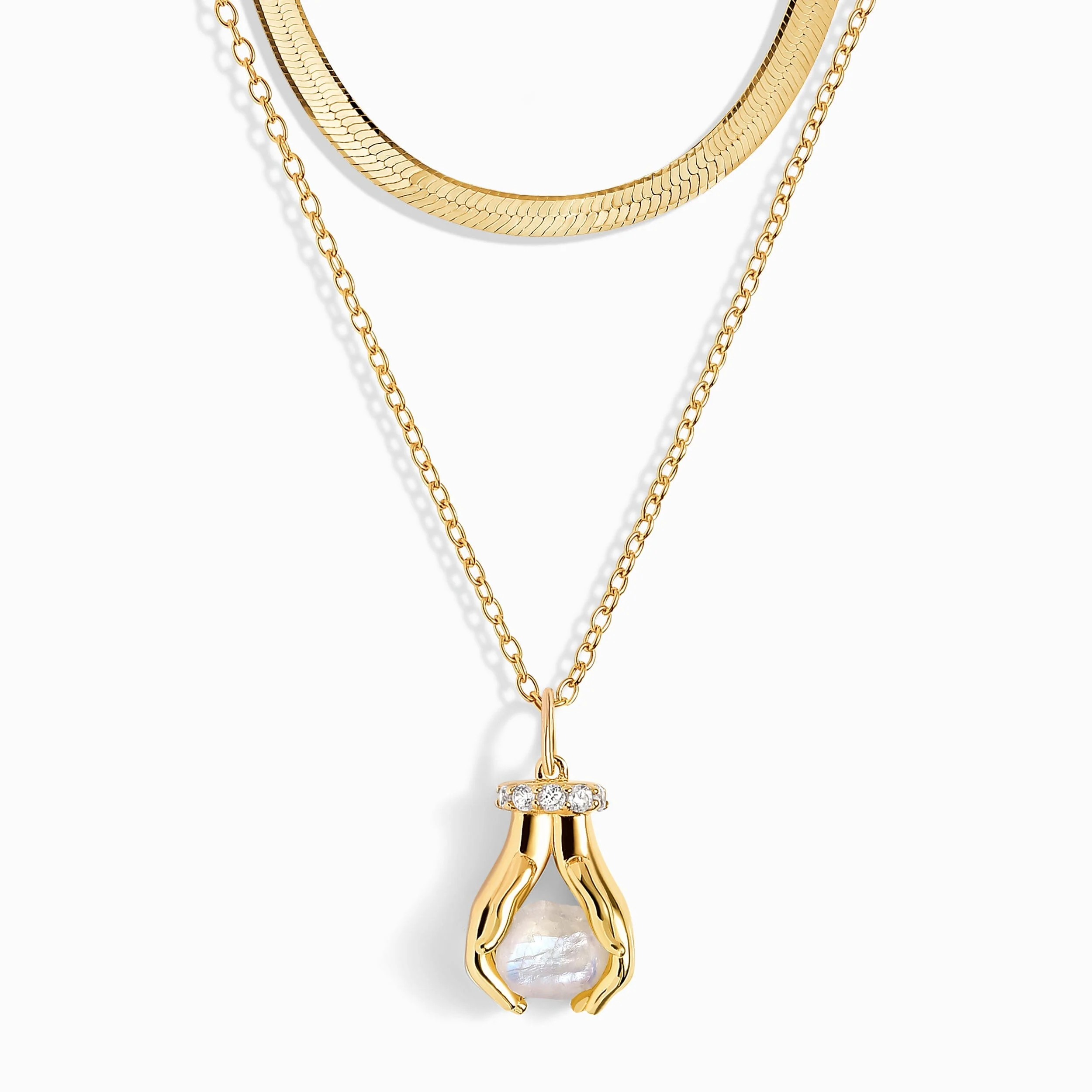 Moonstone Necklace - Hold The Energy & Herringbone Chain - Image 5