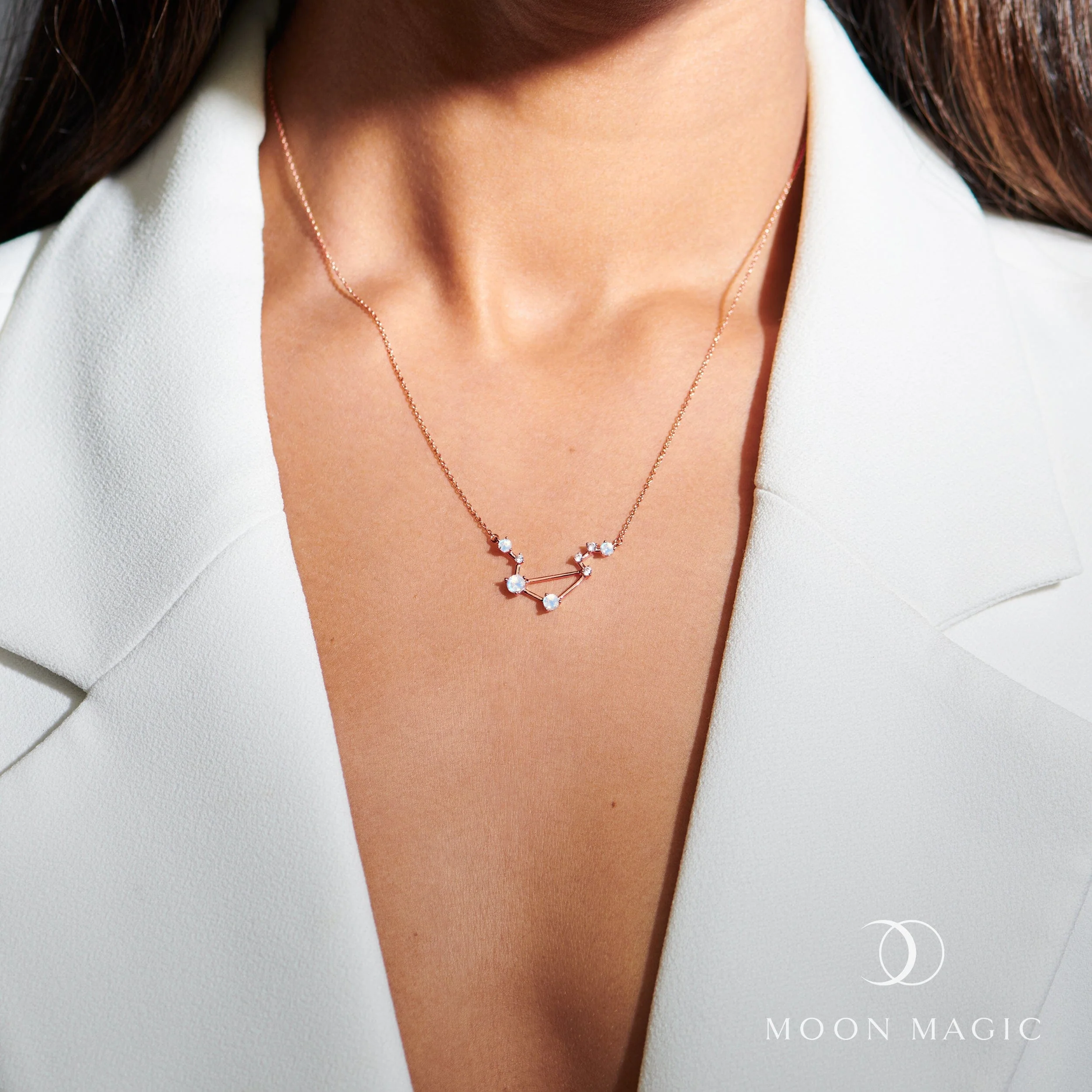 Moonstone Necklace - Libra Zodiac Constellation - Image 4