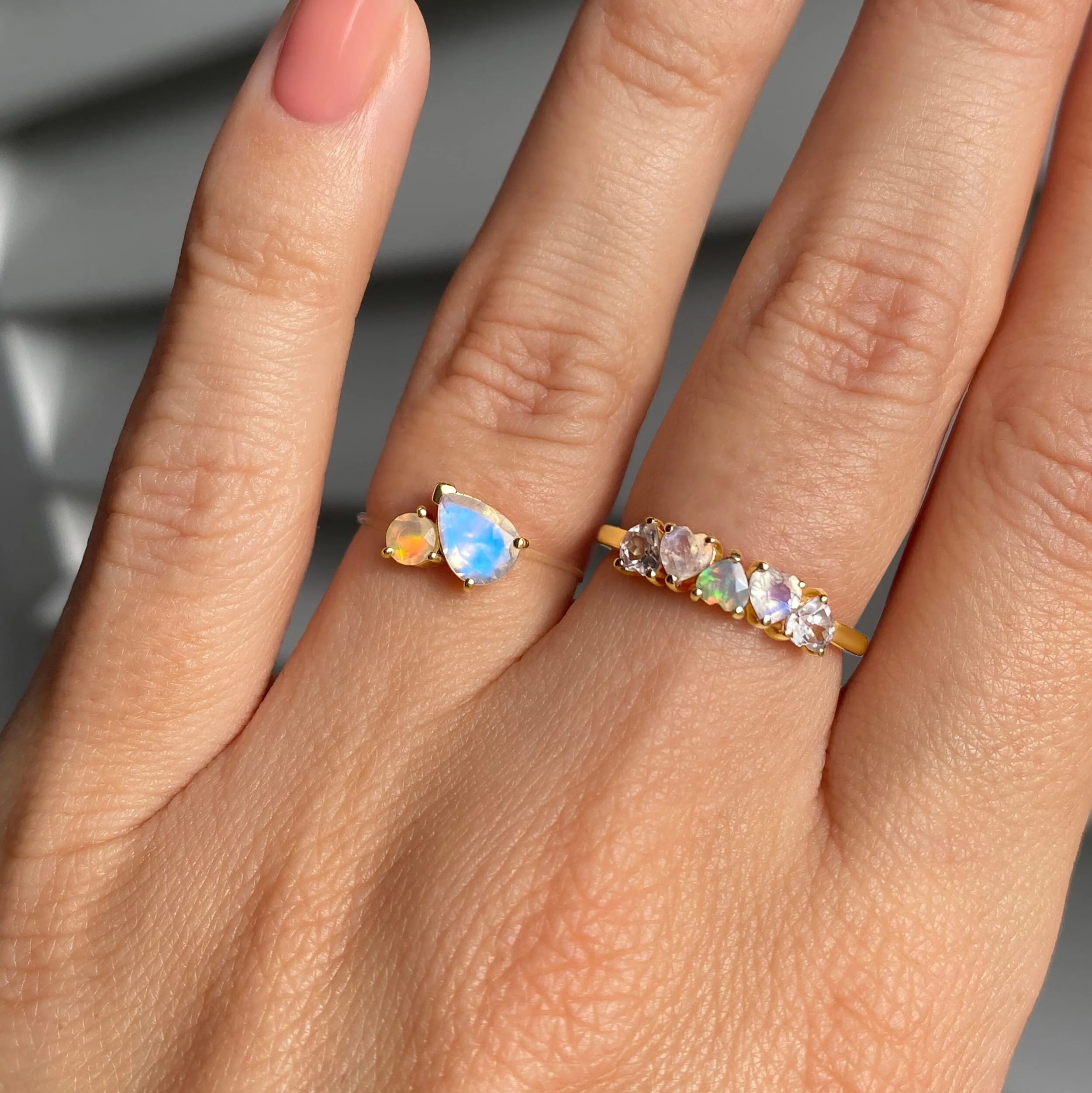Moonstone Opal Floating Toi Et Moi & Crush On You Rings - Image 10