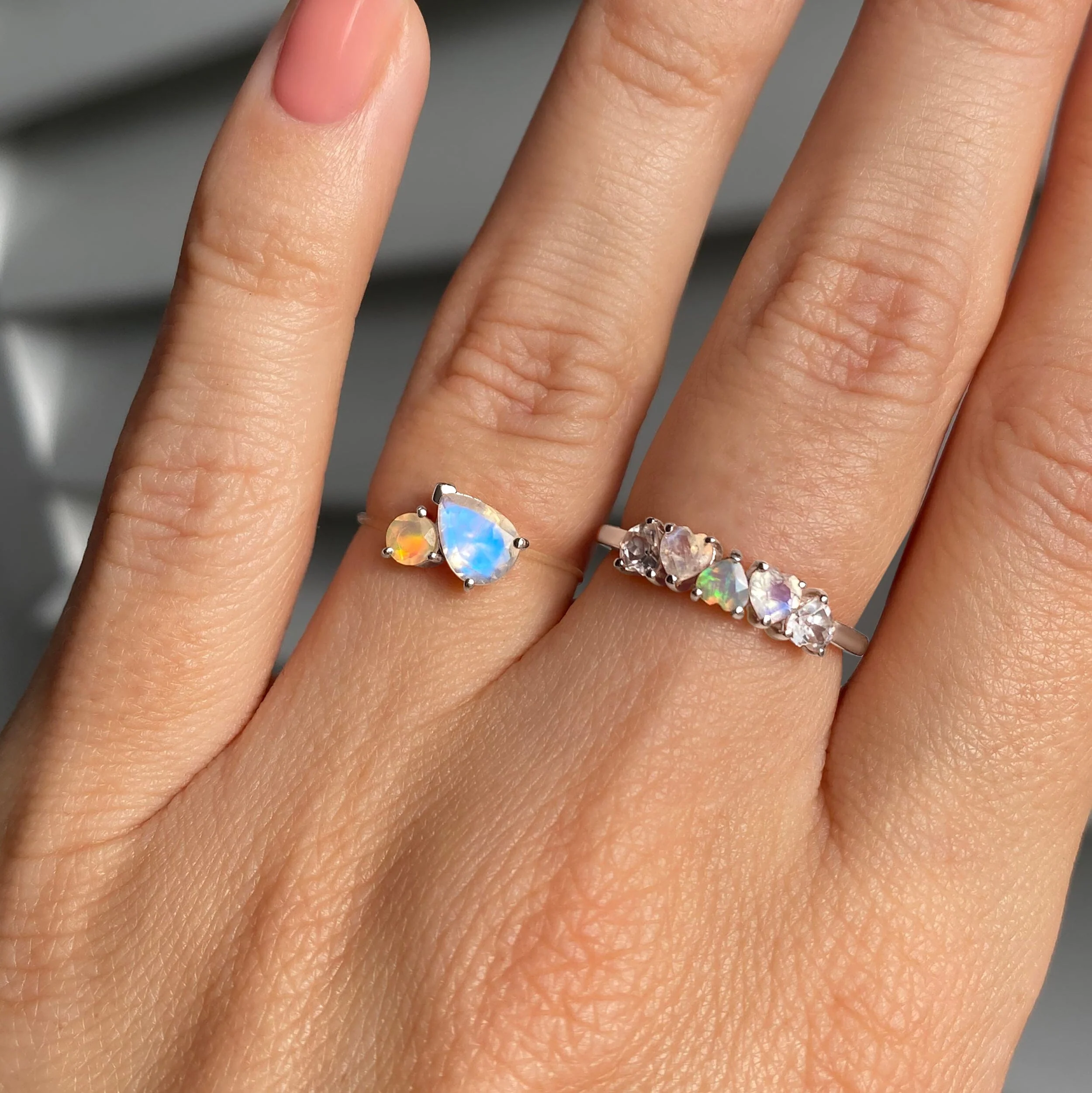 Moonstone Opal Floating Toi Et Moi & Crush On You Rings - Image 2