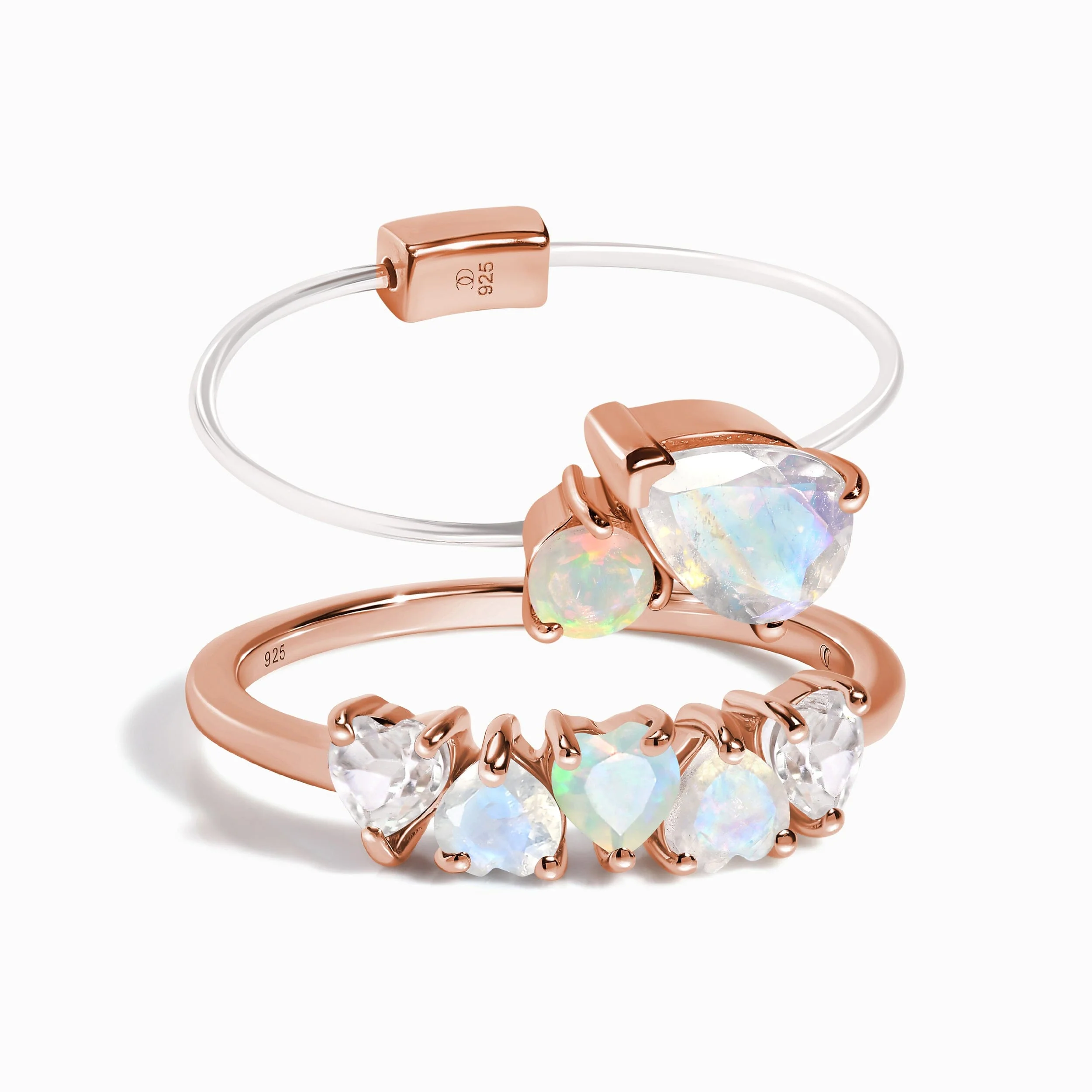 Moonstone Opal Floating Toi Et Moi & Crush On You Rings - Image 5