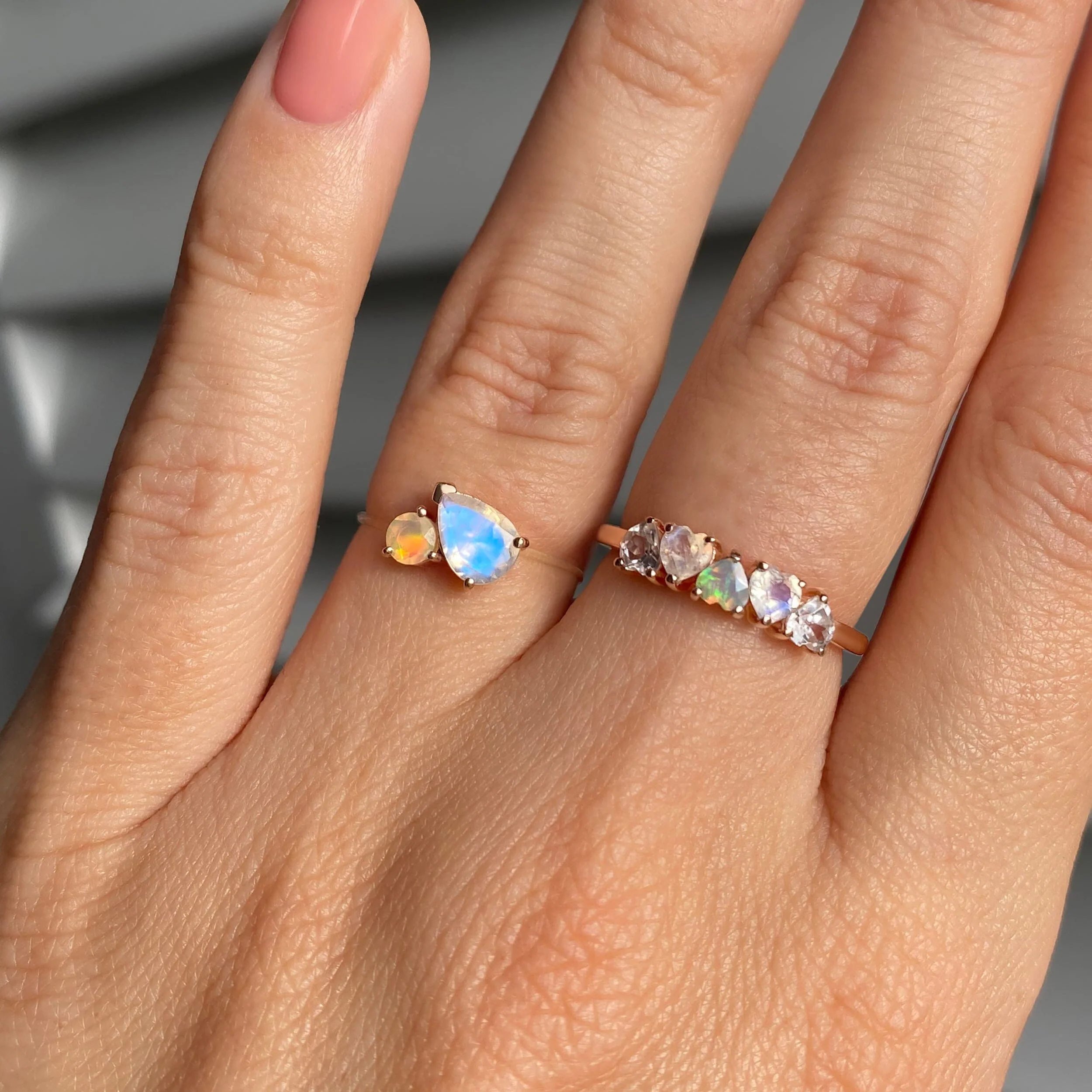 Moonstone Opal Floating Toi Et Moi & Crush On You Rings - Image 6
