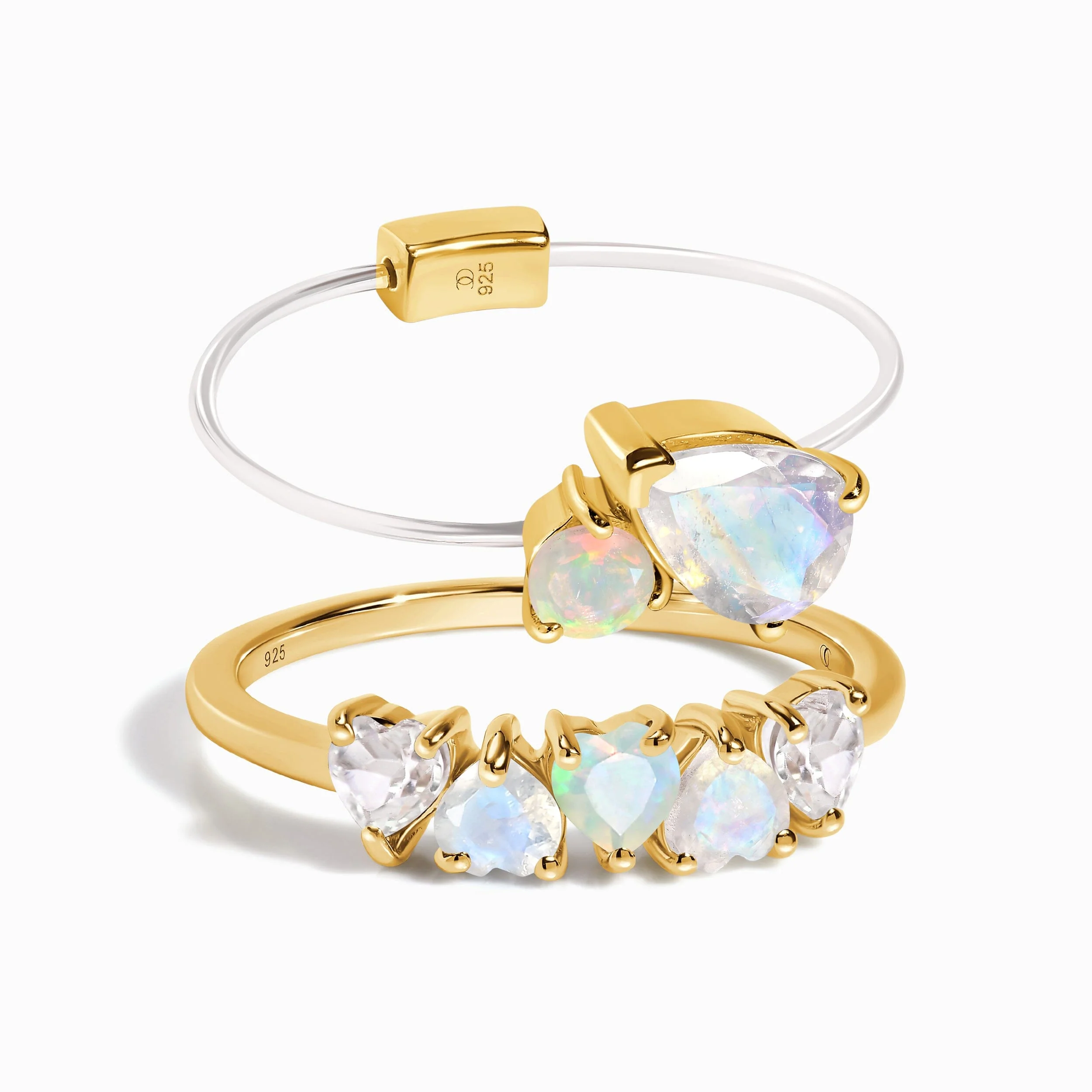 Moonstone Opal Floating Toi Et Moi & Crush On You Rings - Image 9