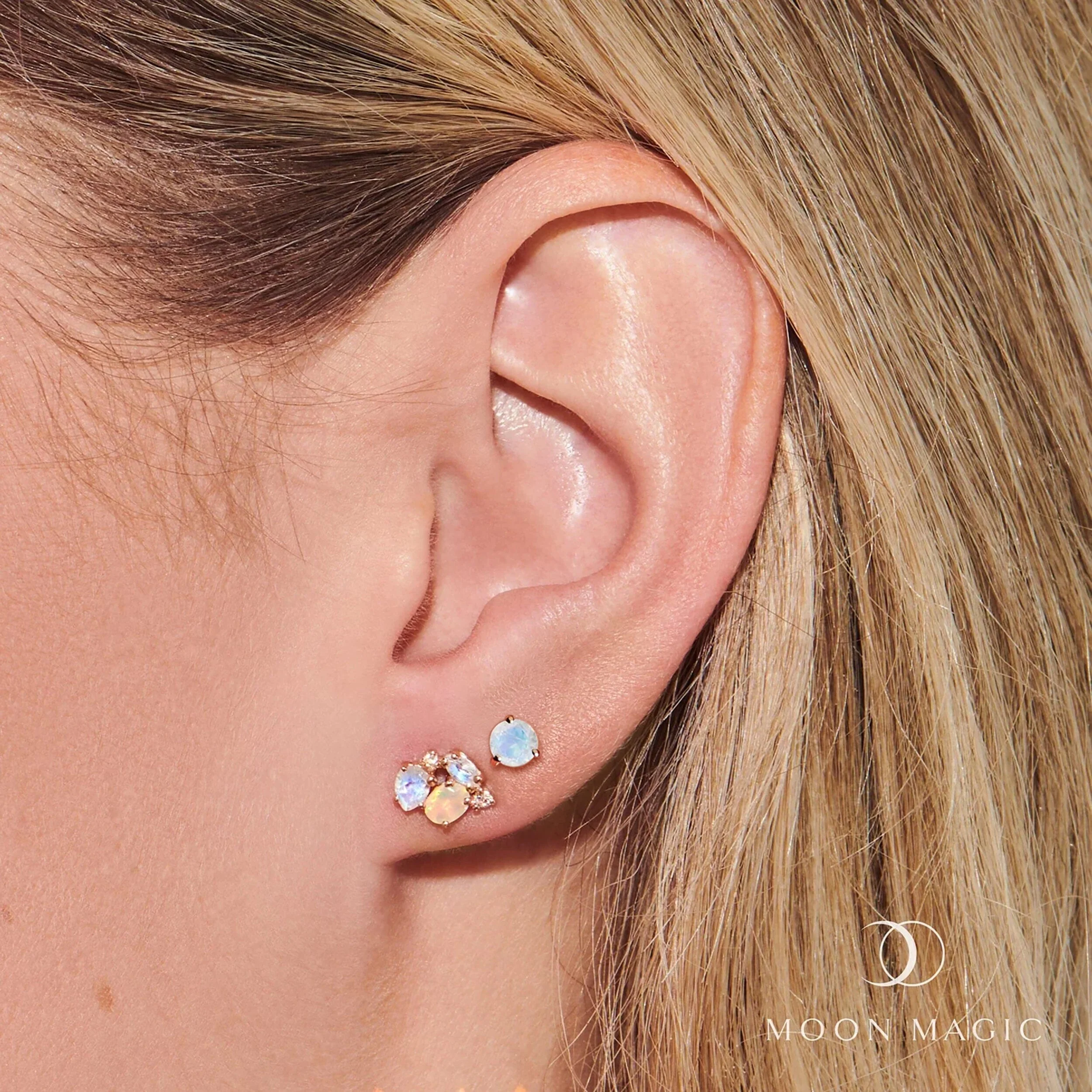 Moonstone & Opal Hoop Earring Set - Positive Aura - Image 4