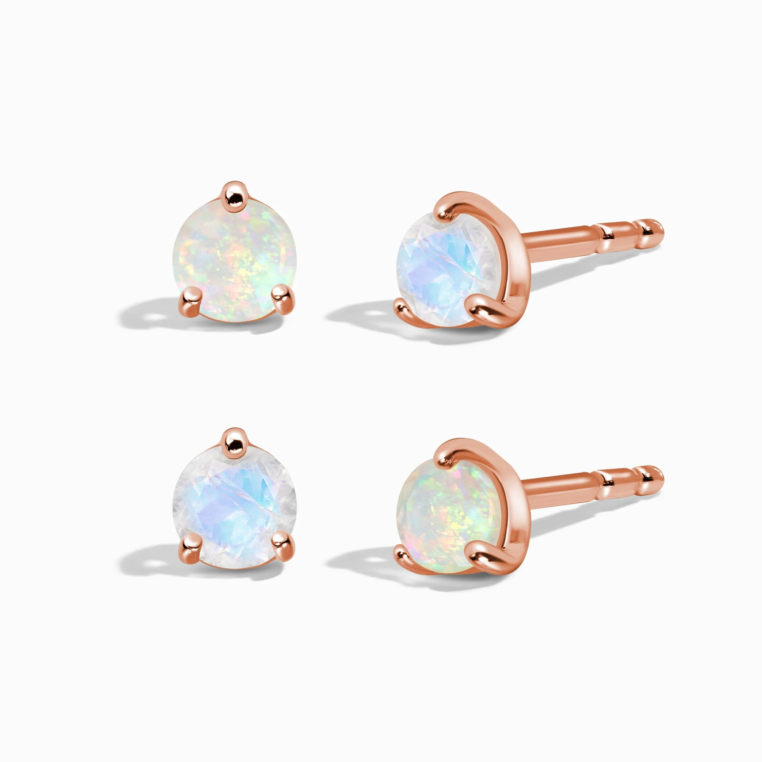 Moonstone & Opal Petite Round Studs - Image 3