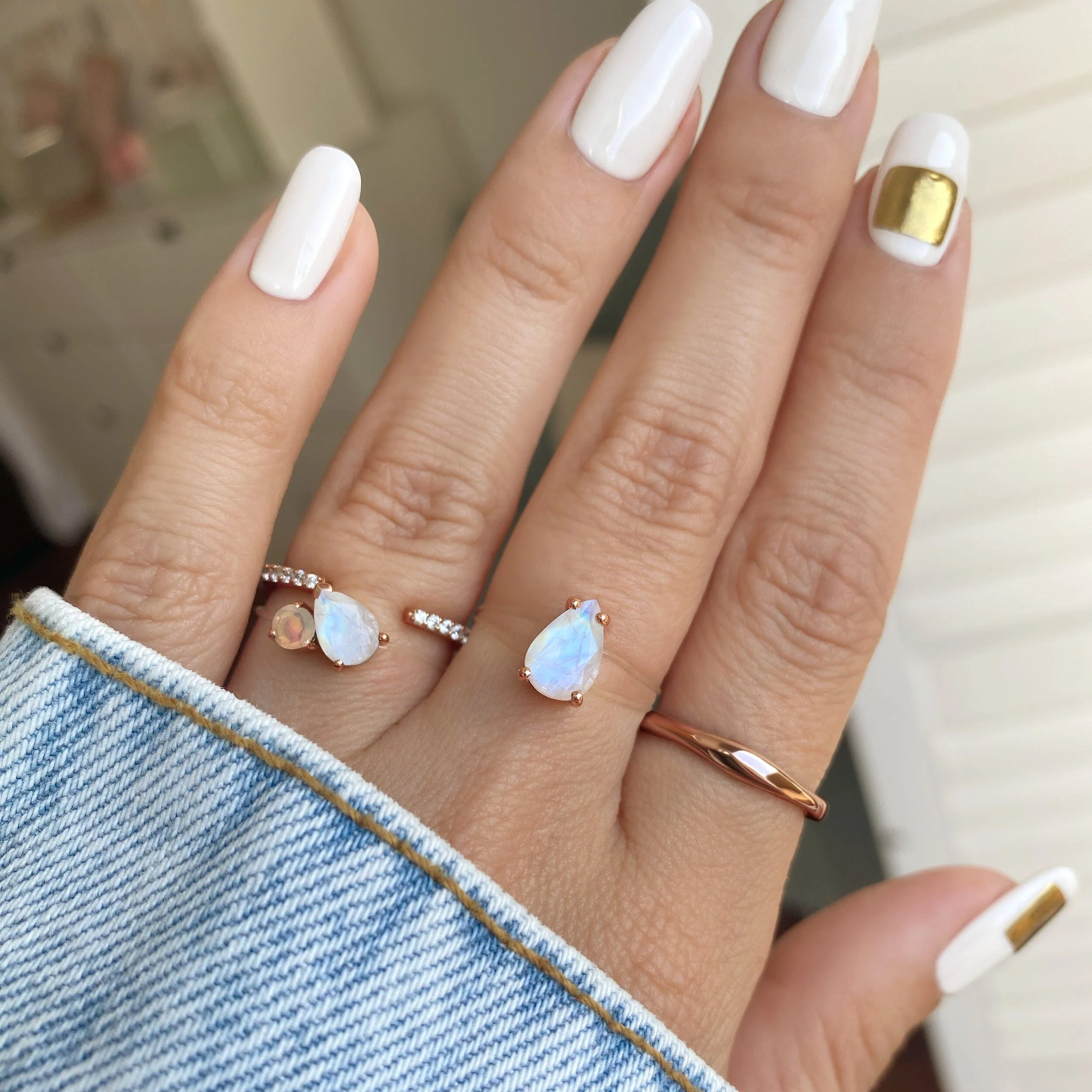 Moonstone & Opal Toi Et Moi & Sway Floating Rings - Image 10