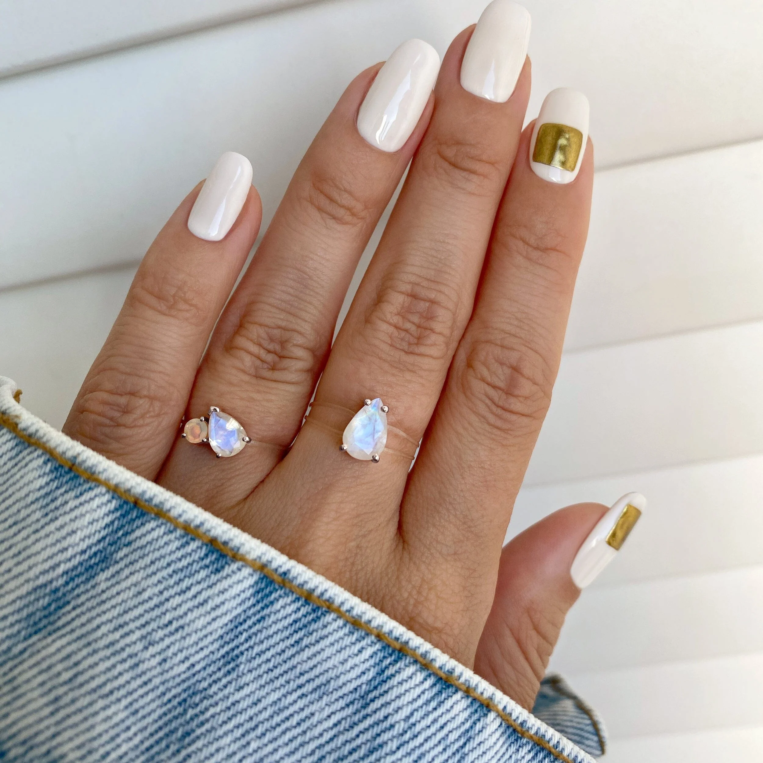 Moonstone & Opal Toi Et Moi & Sway Floating Rings - Image 2