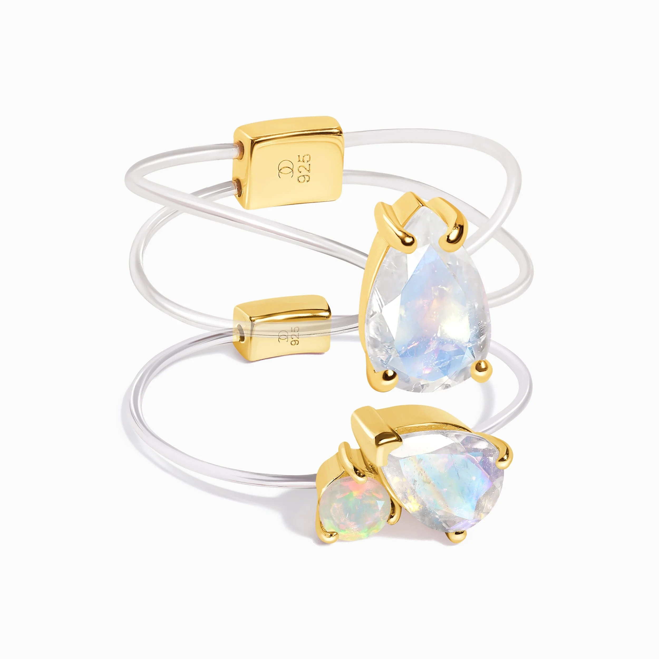 Moonstone & Opal Toi Et Moi & Sway Floating Rings - Image 5