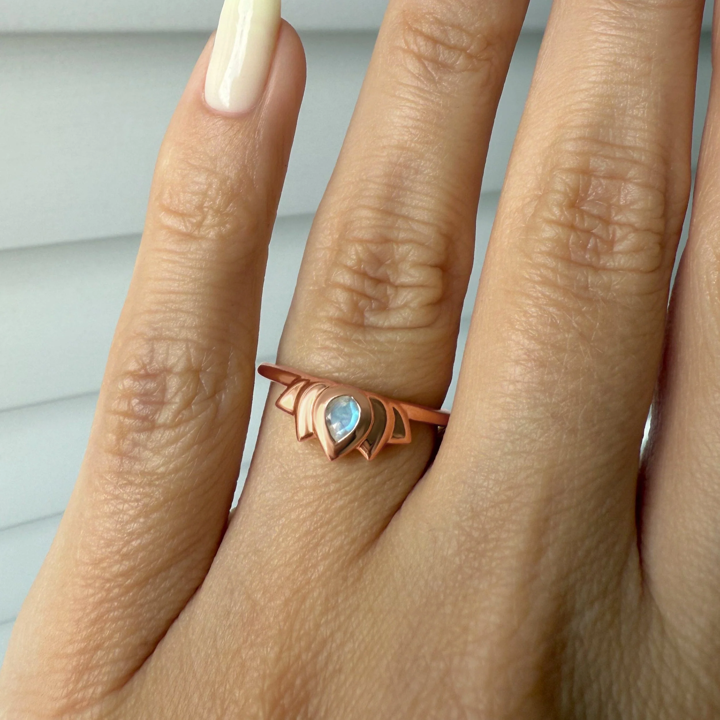 Moonstone Ring - Dainty Lotus - Image 6