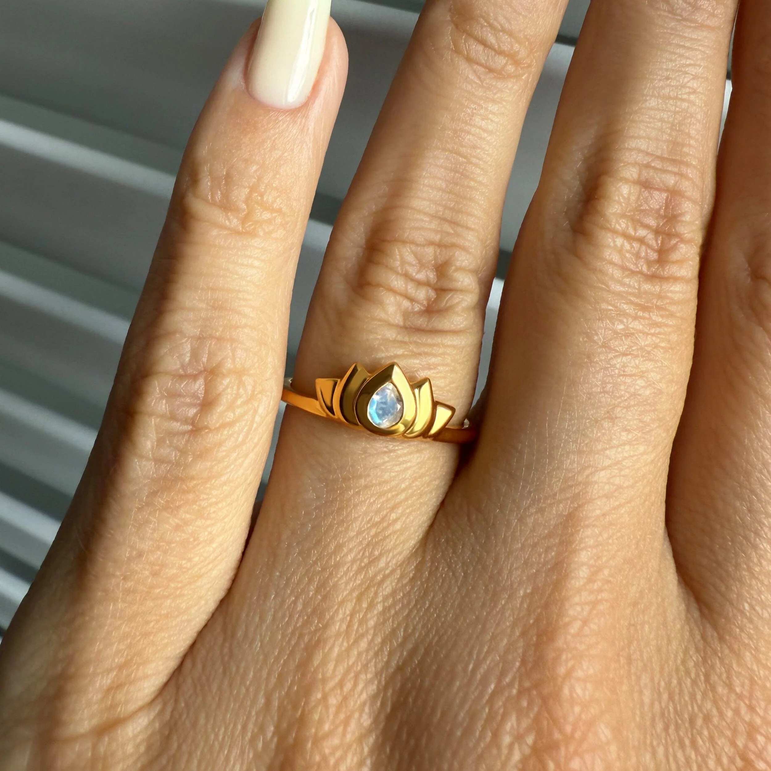 Moonstone Ring - Dainty Lotus - Image 8