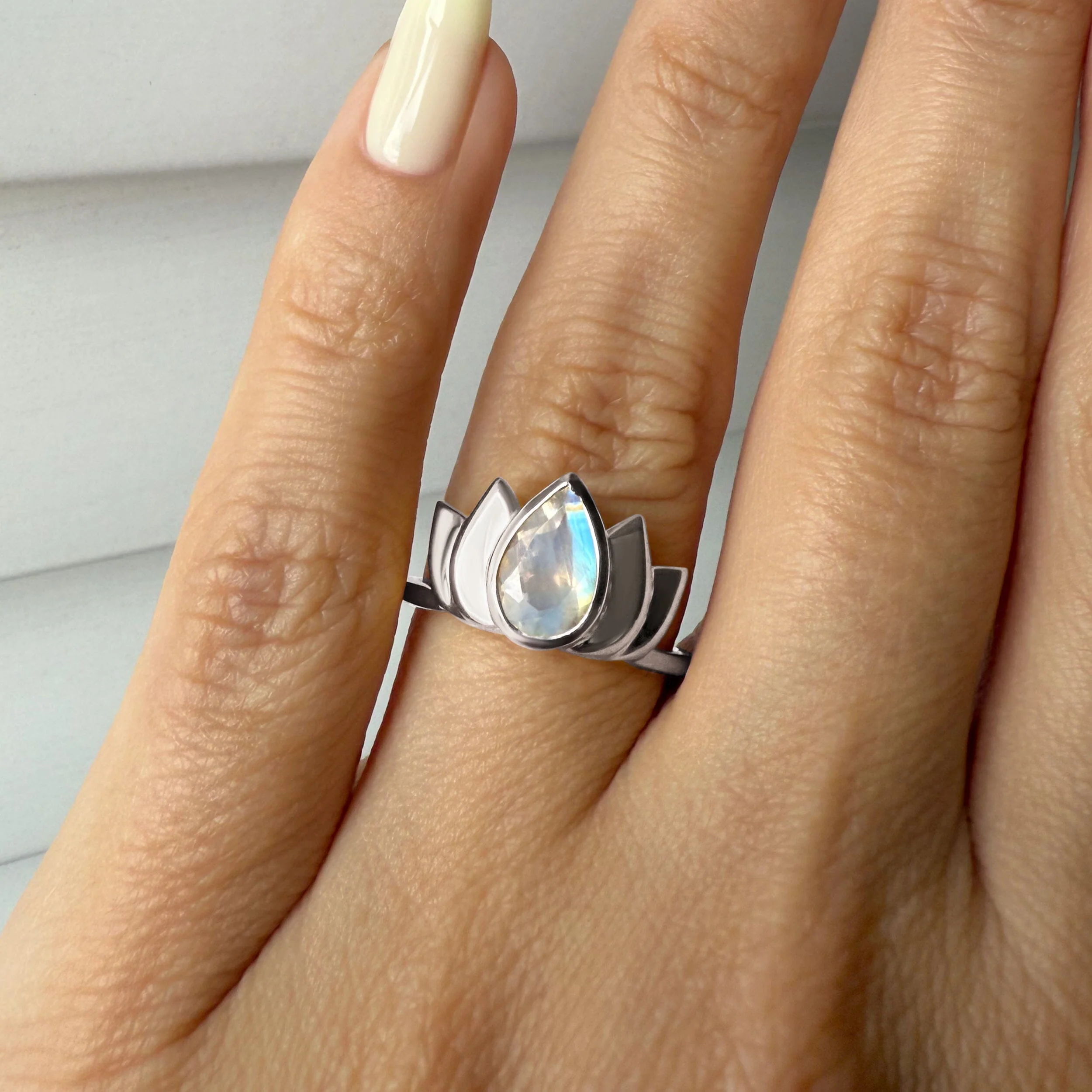 Moonstone Ring - Sacred Lotus - Image 2