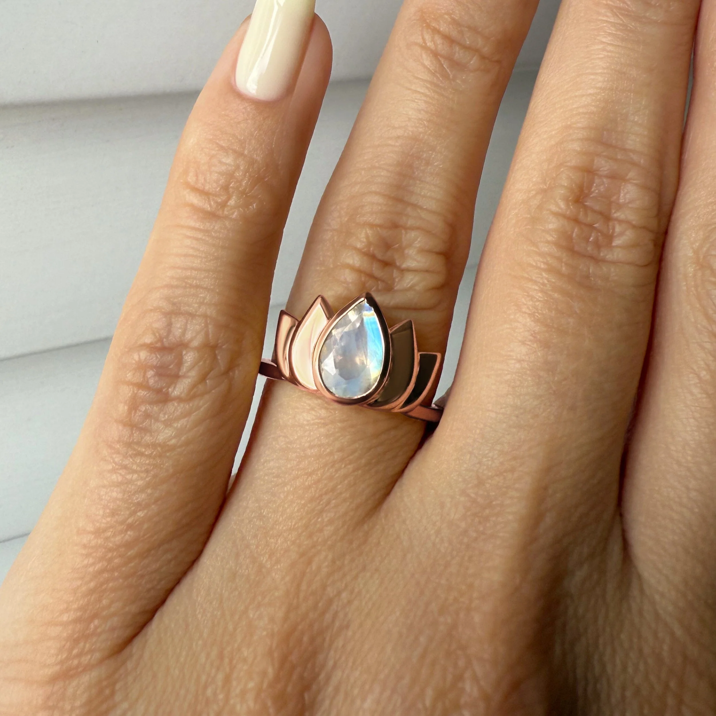 Moonstone Ring - Sacred Lotus - Image 4