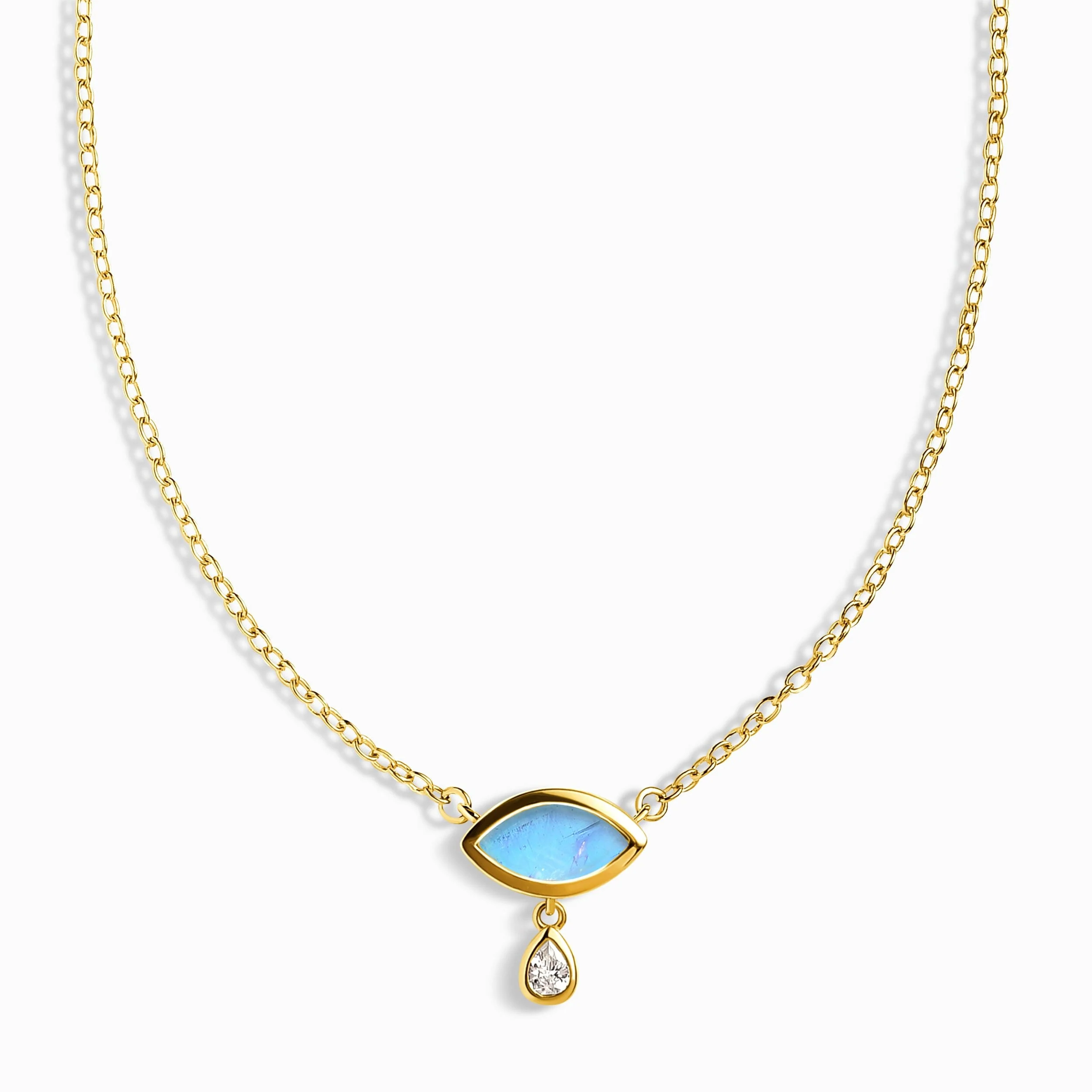 Moonstone & White Zircon Chain Divina Necklace - Ayra - Image 5