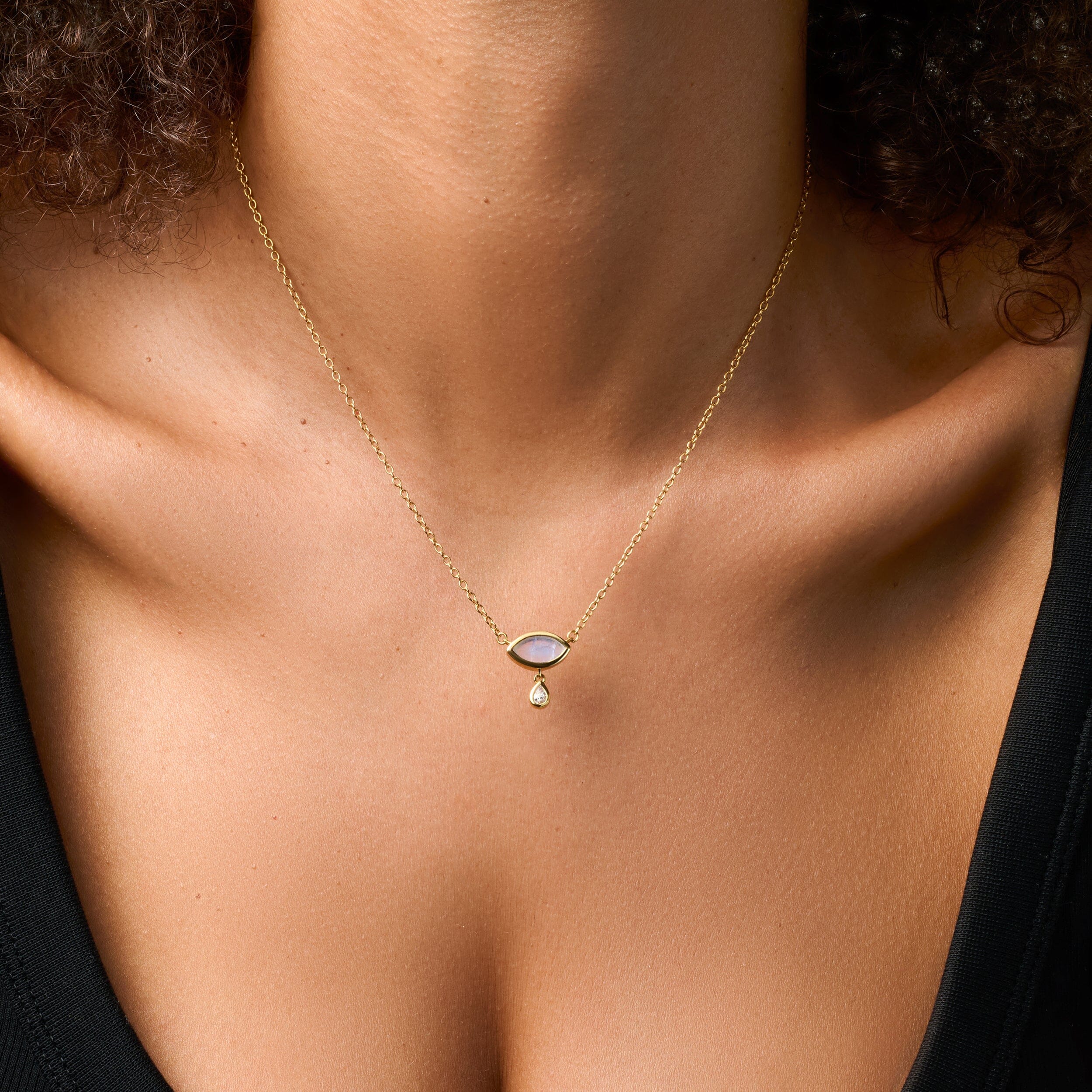 Moonstone & White Zircon Chain Divina Necklace - Ayra - Image 6