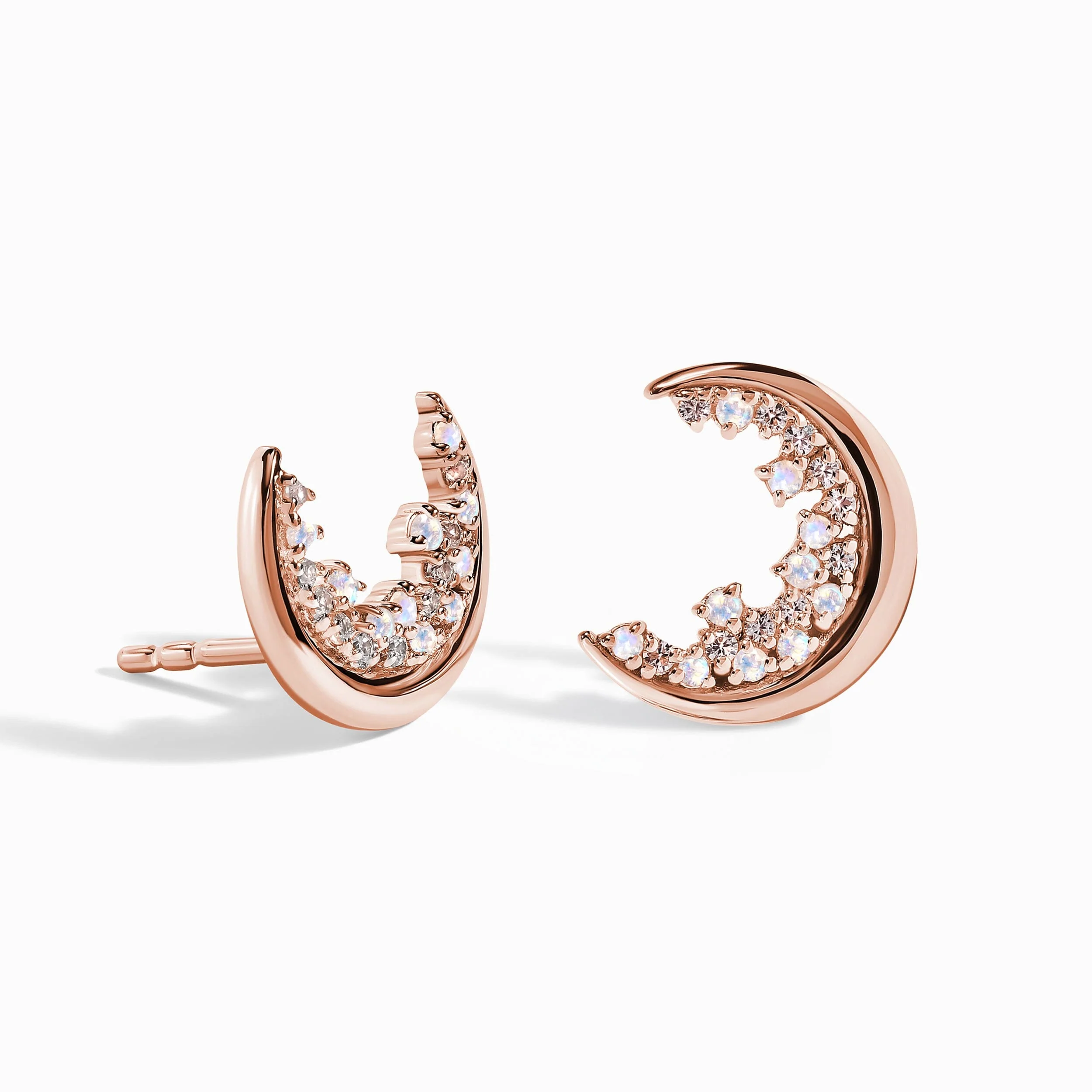 Moonstone White Zircon Earrings - Lush Luna Studs - Image 3