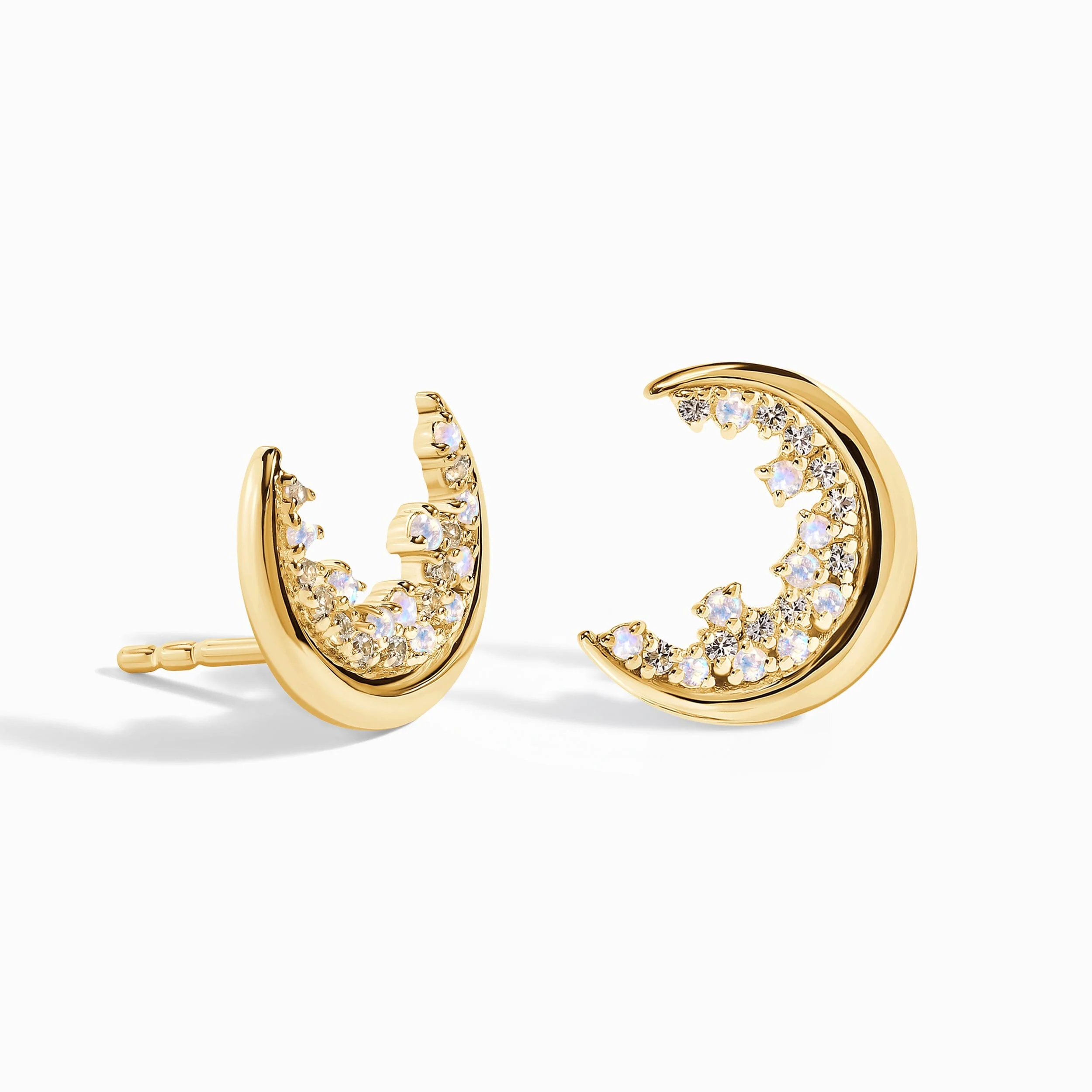 Moonstone White Zircon Earrings - Lush Luna Studs - Image 5