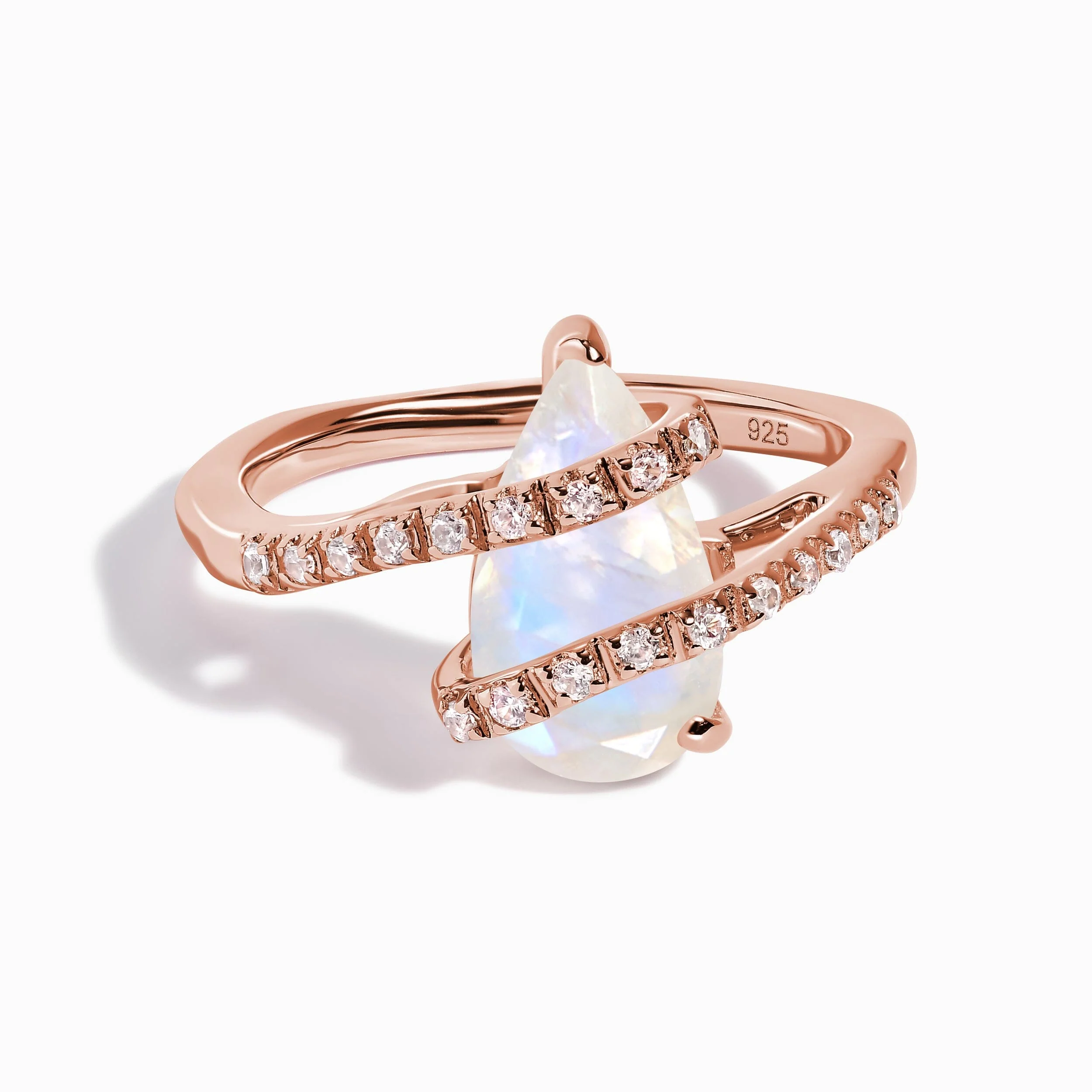 Moonstone White Zircon Ring - Bypass - Image 3