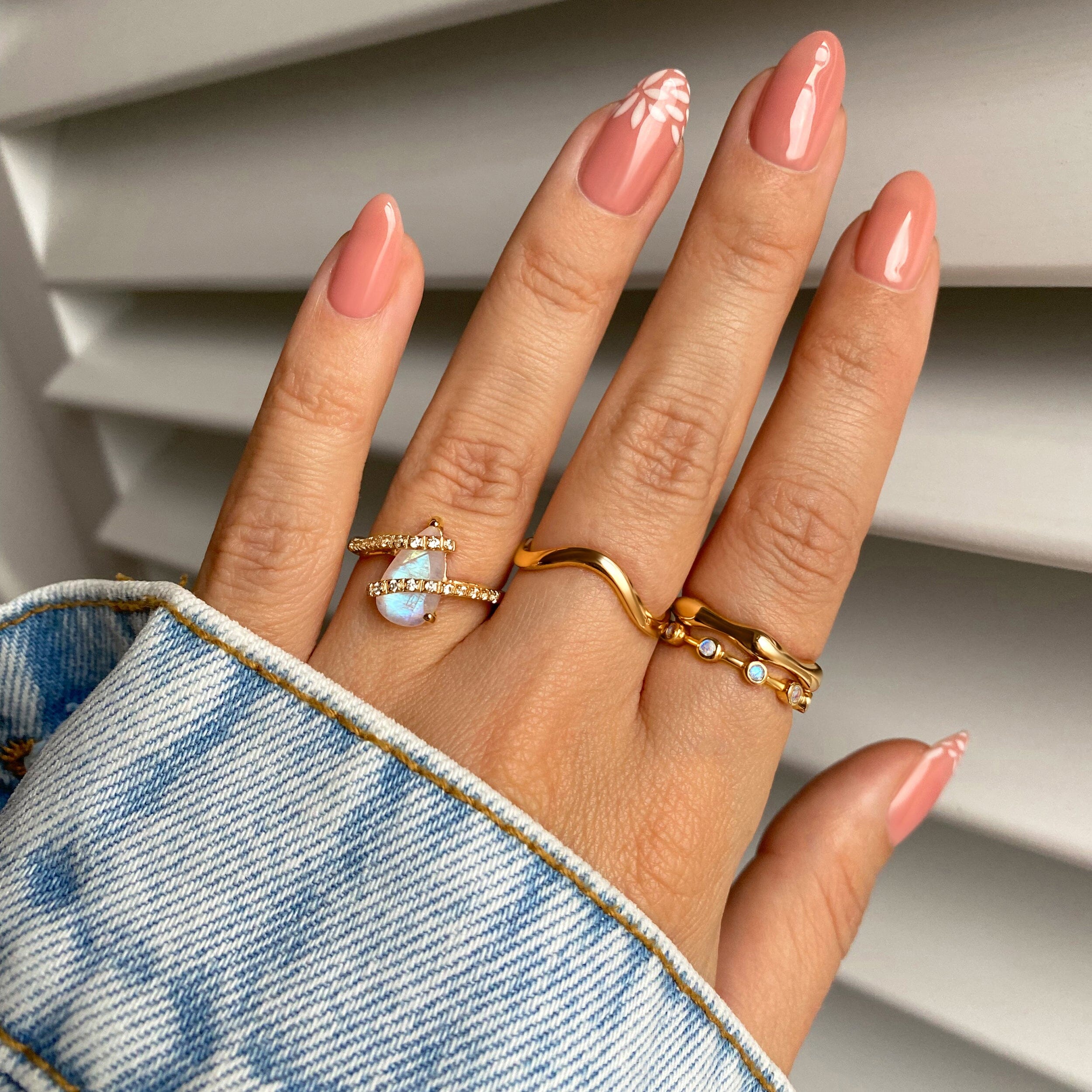 Moonstone White Zircon Ring - Bypass - Image 9