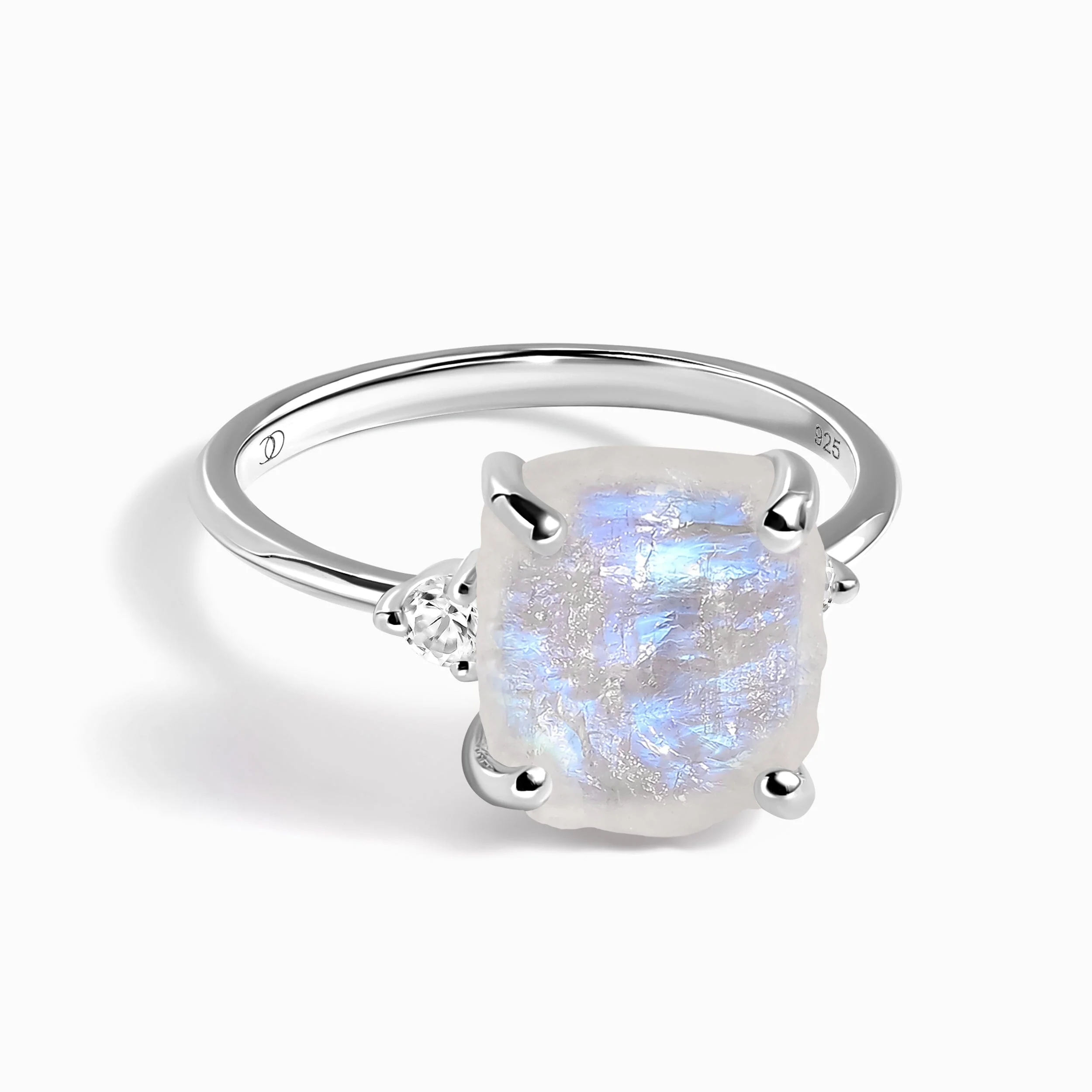 Moonstone White Zircon Ring - Raw Allure