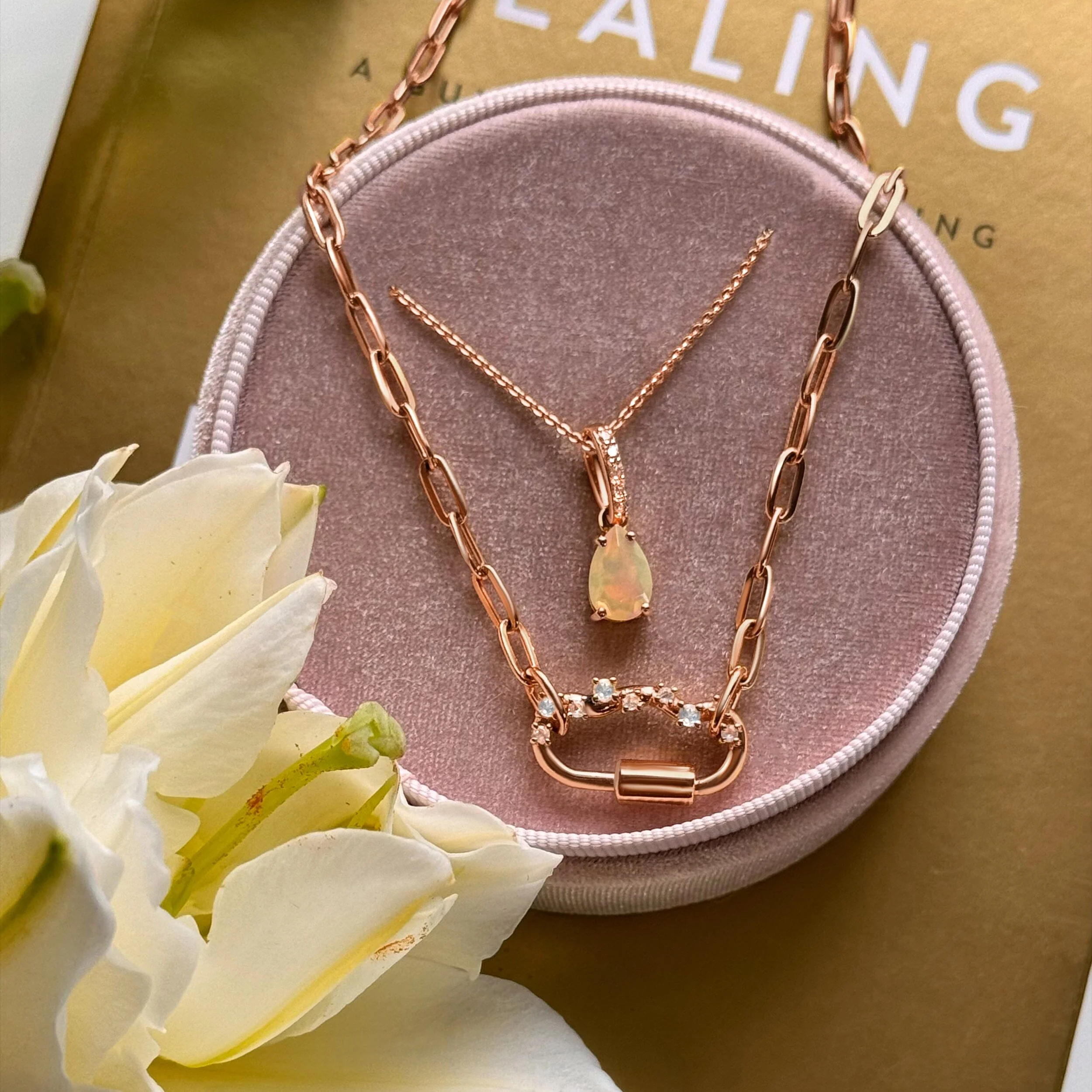 Opal Diamond Necklace Sway - October Birthstone - Image 6
