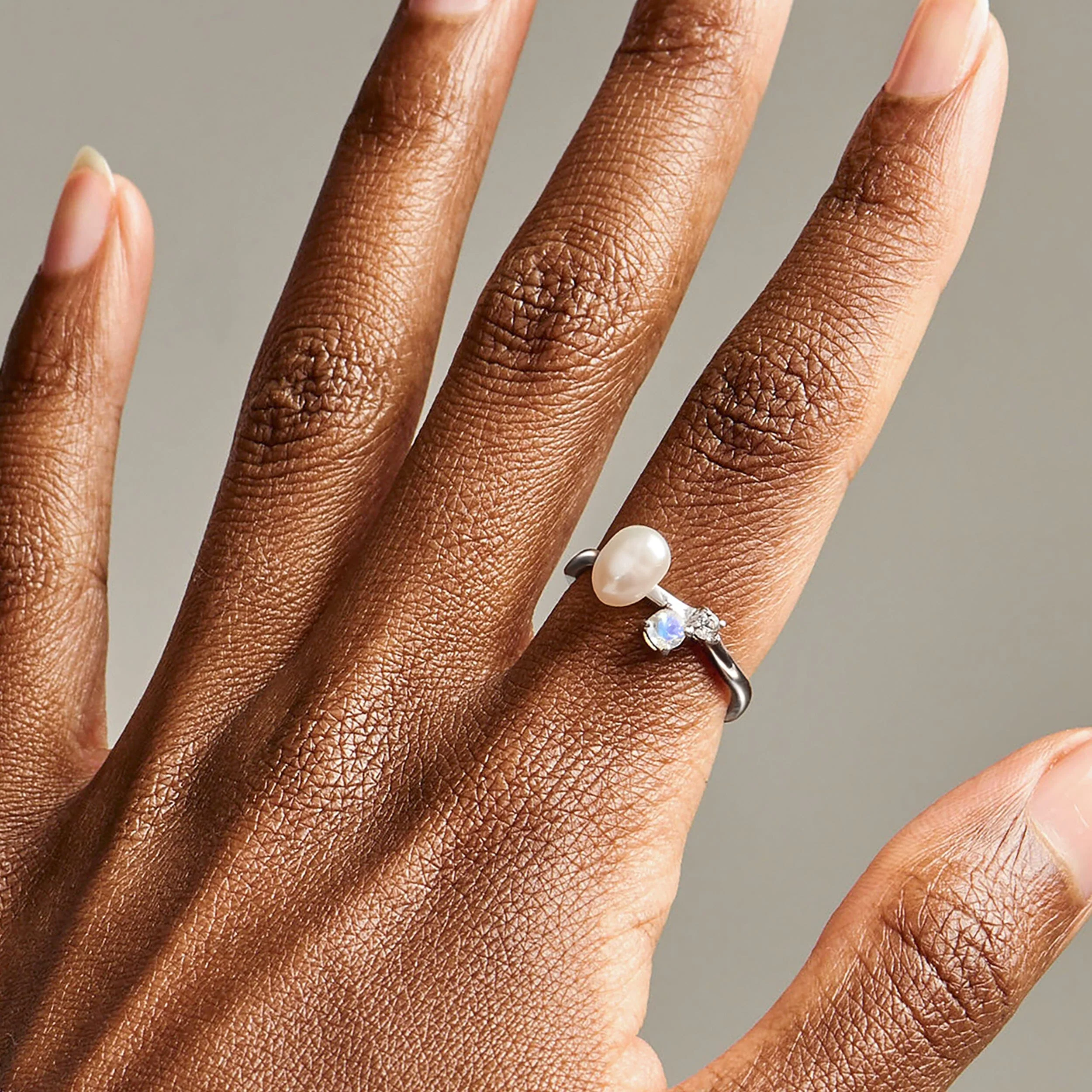 Pearl Moonstone Ring - Aelora - Image 2