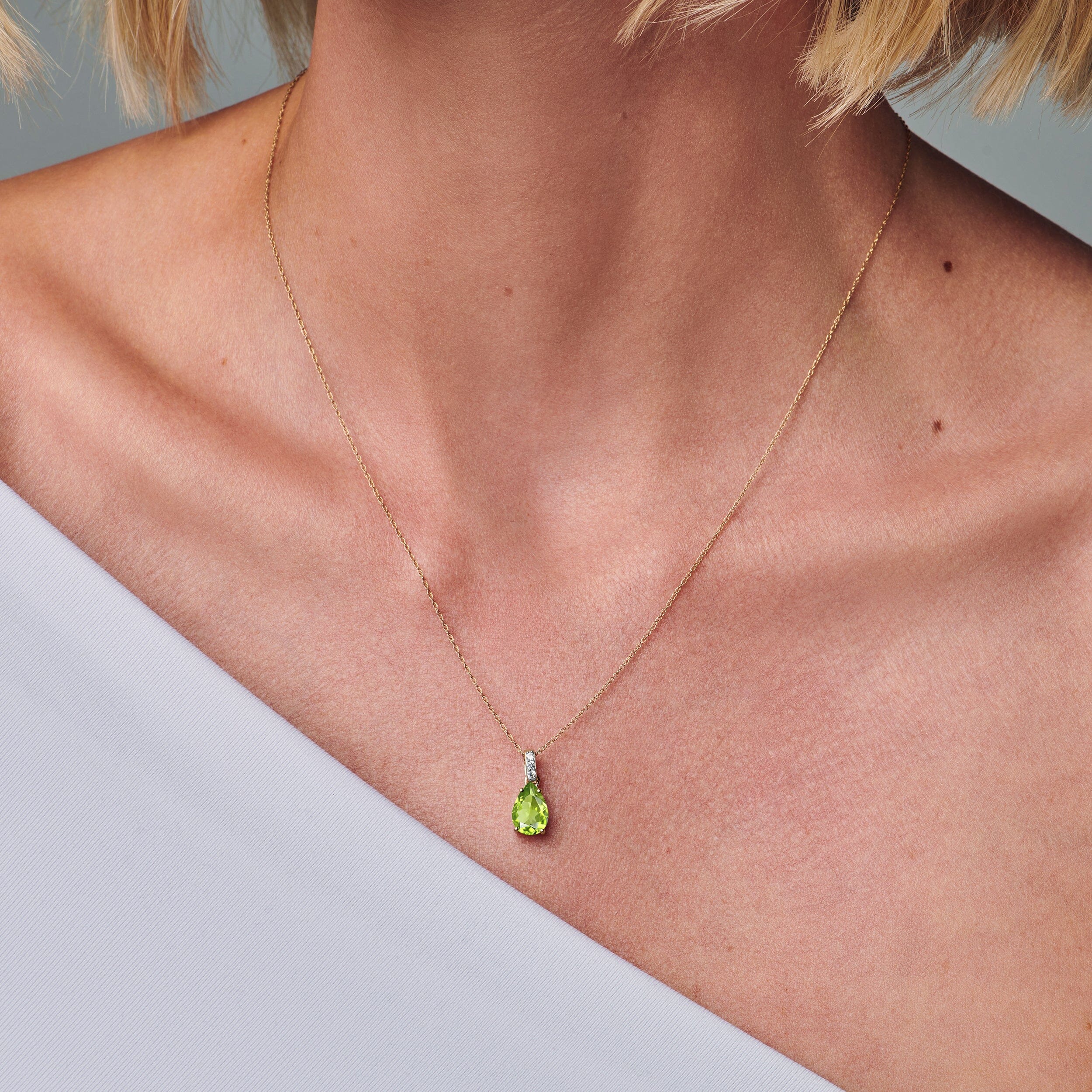 Peridot Diamond Necklace Sway - August Birthstone - Image 6