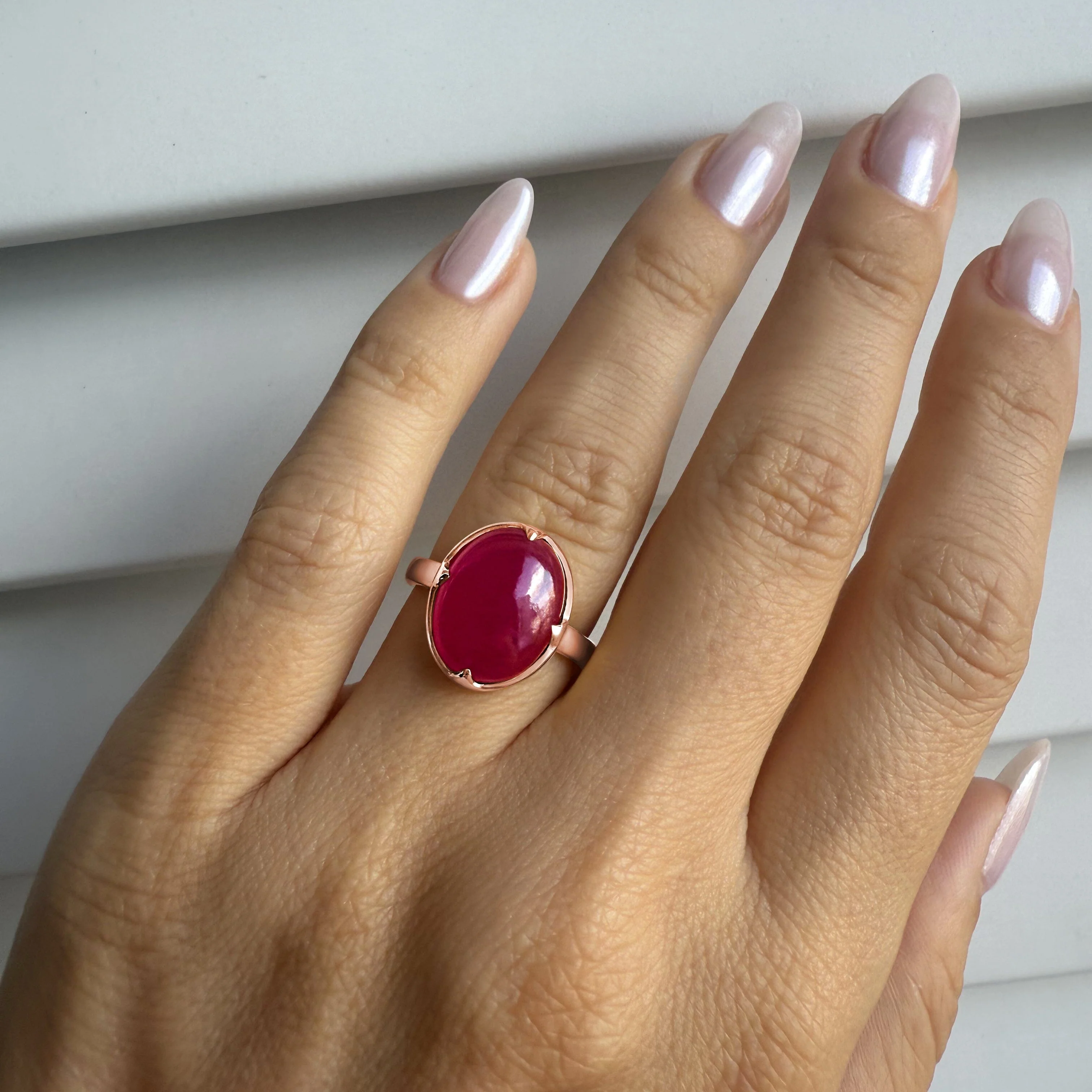 Pink Quartz Cabochon Ring - Aura - Image 4