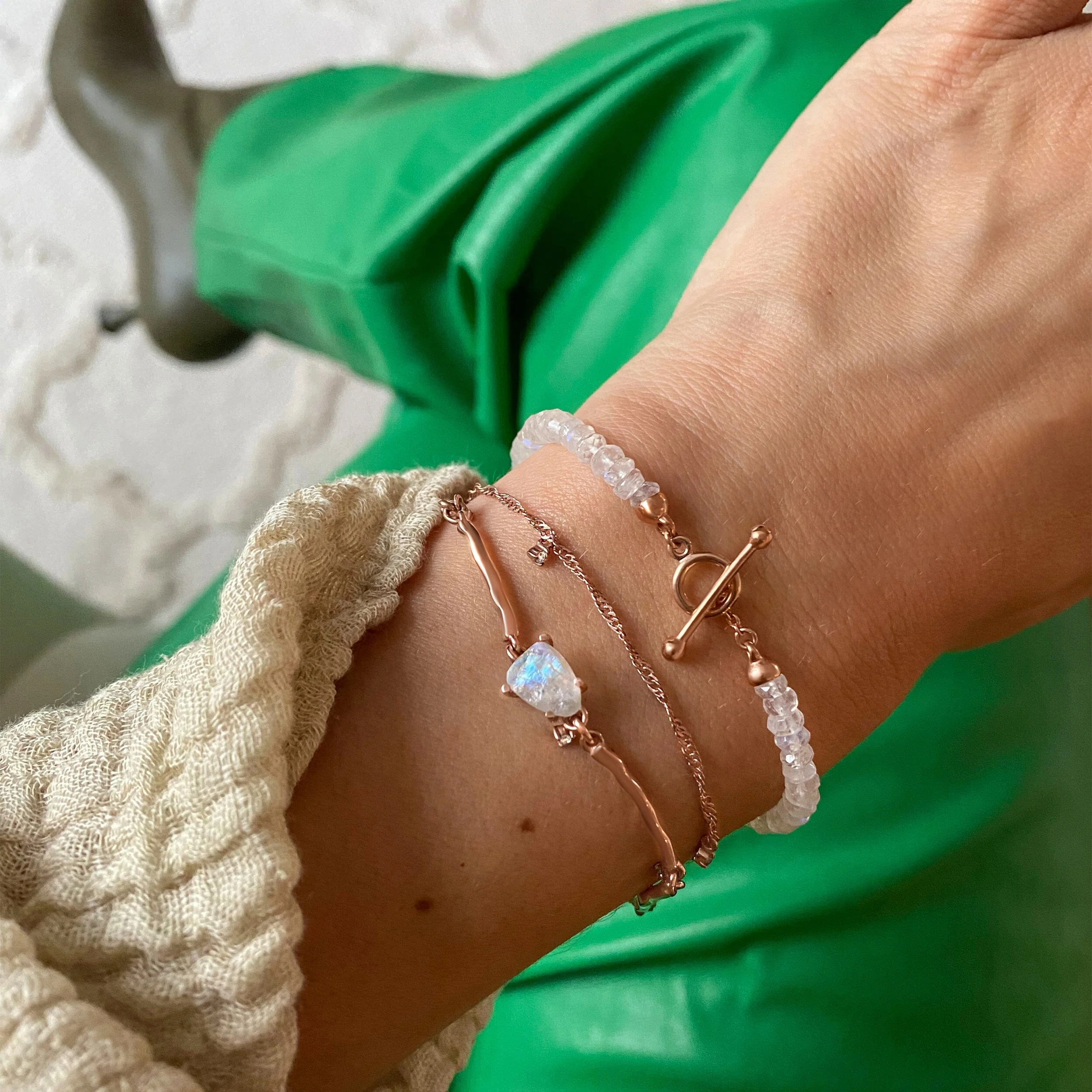 Rainbow Moonstone T-Lock Beads Bracelet - Raise Your Vibrations - Image 12