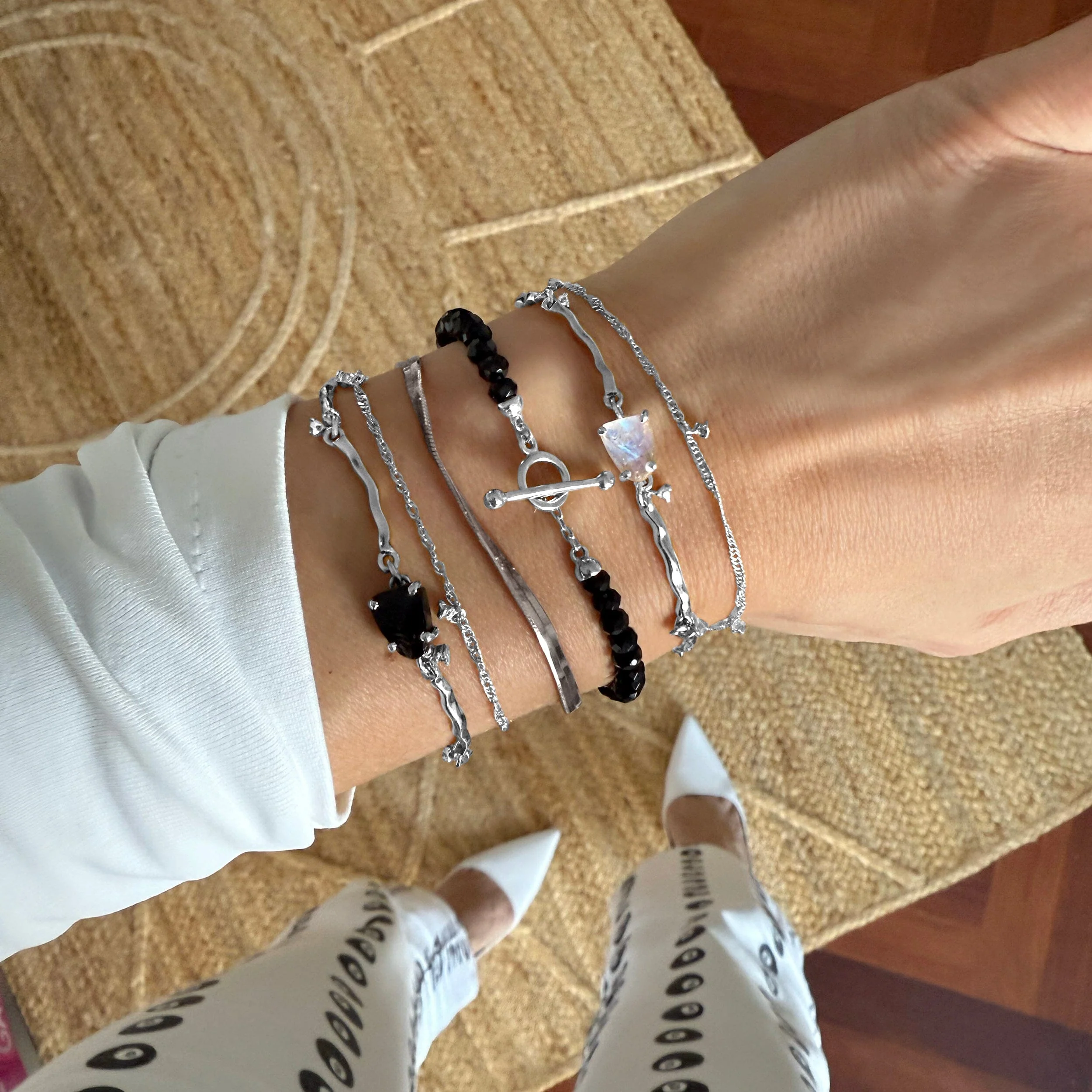 Raw Crystal Bracelet - Flow Black Obsidian - Image 10