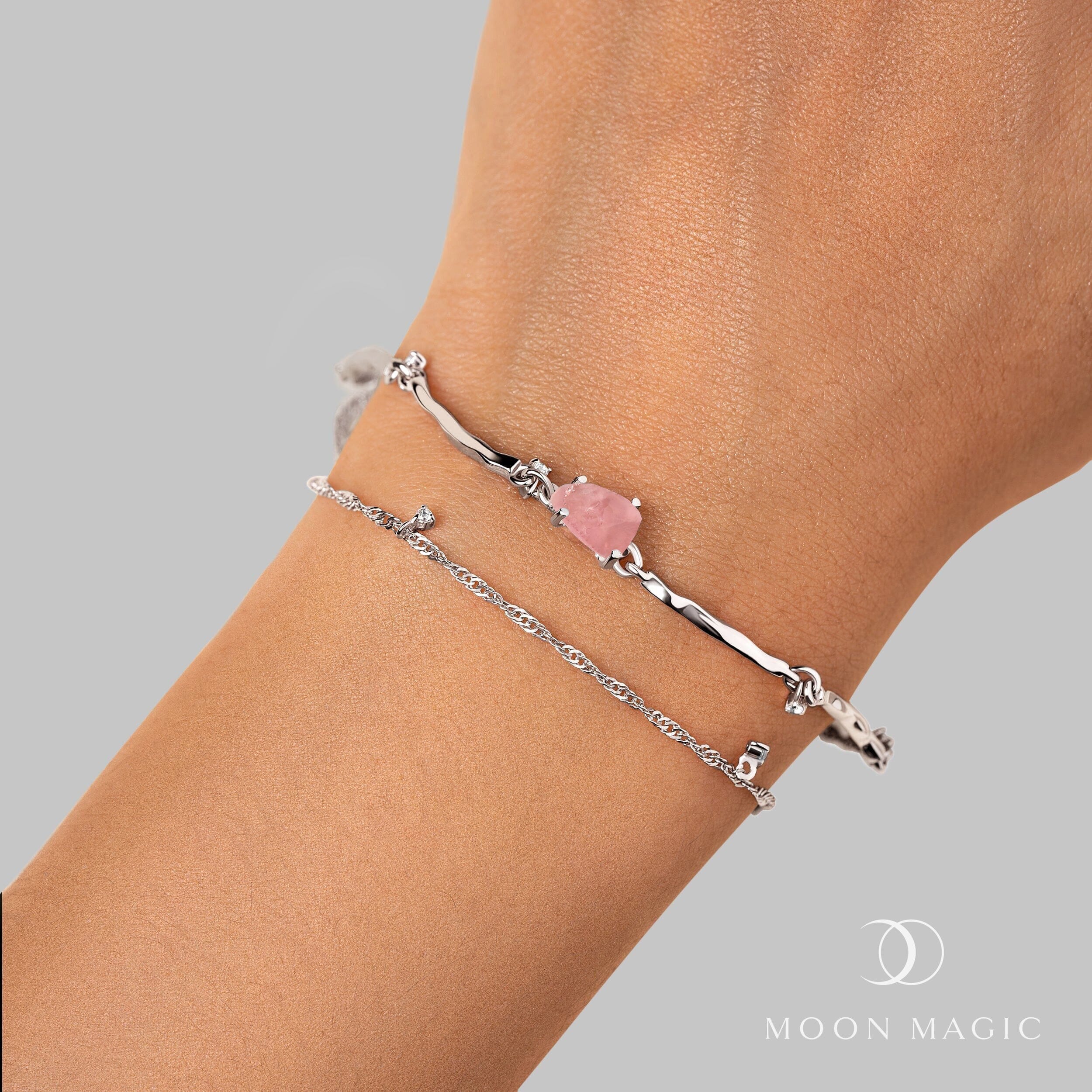 Raw Crystal Bracelet - Flow Rose Quartz - Image 2