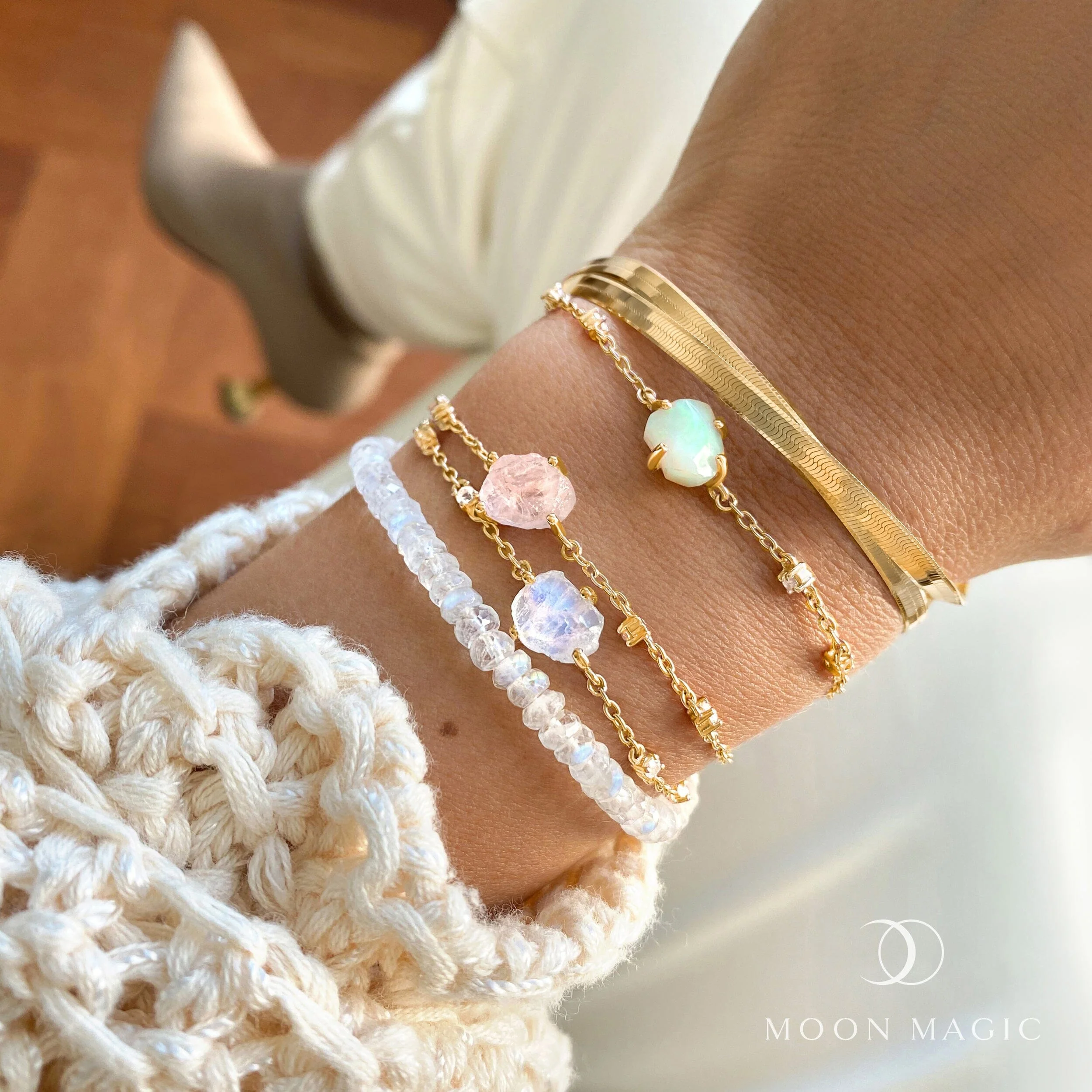 Raw Crystal Bracelet - Moonstone 'Intuition' - Image 12