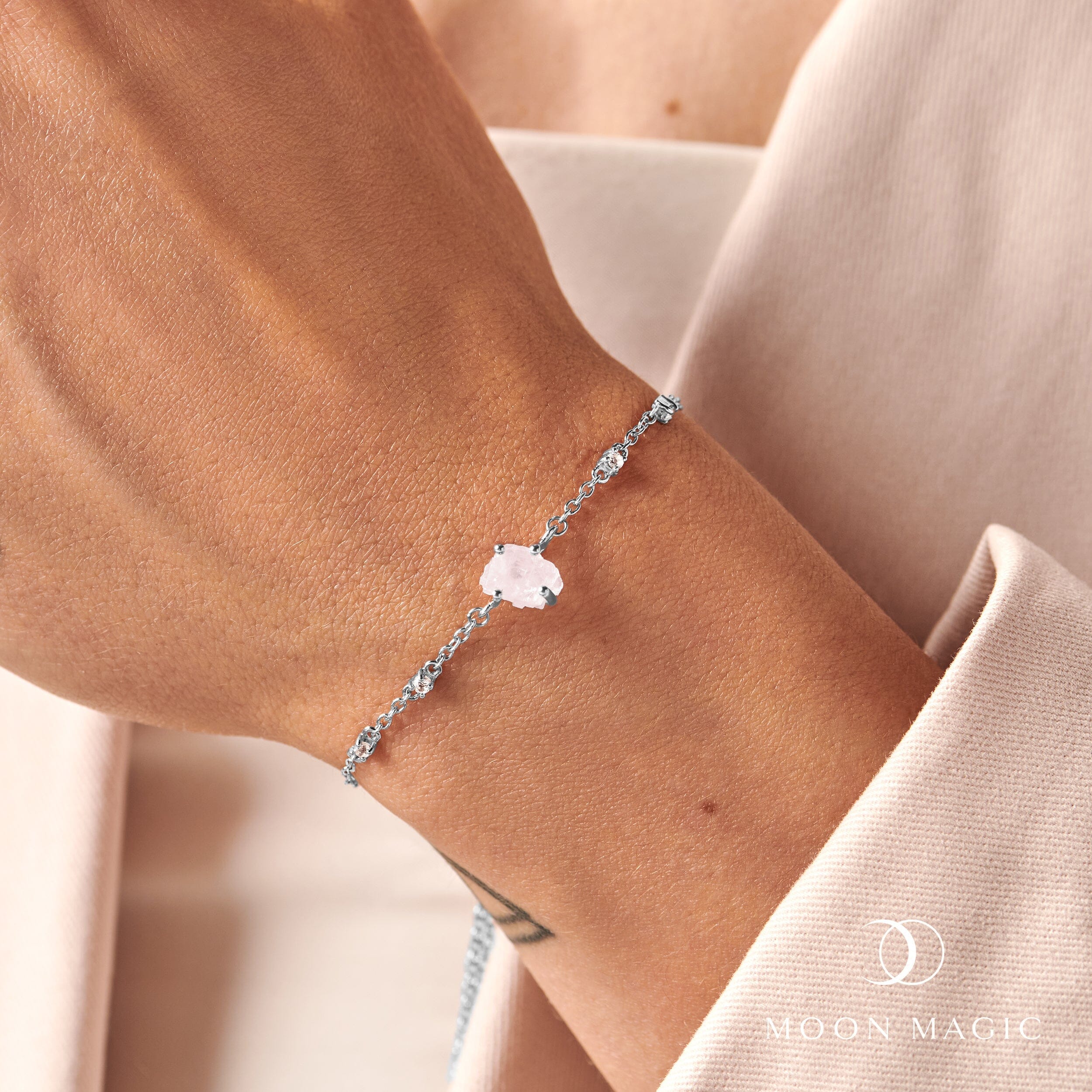 Raw Crystal Bracelet - Rose Quartz 'Self Love' - Image 2