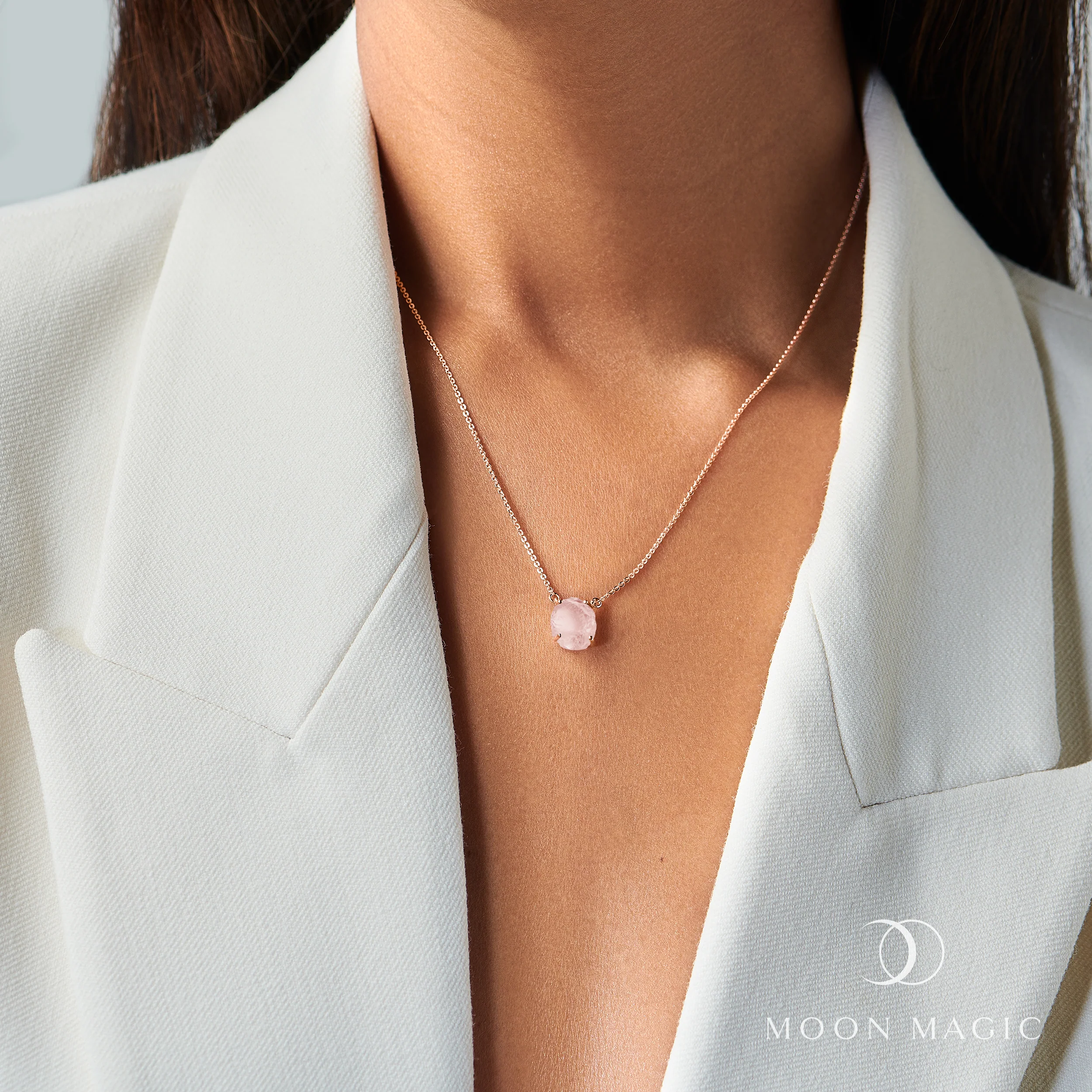 Raw Crystal Necklace - Rose Quartz 'Self-Love' - Image 4